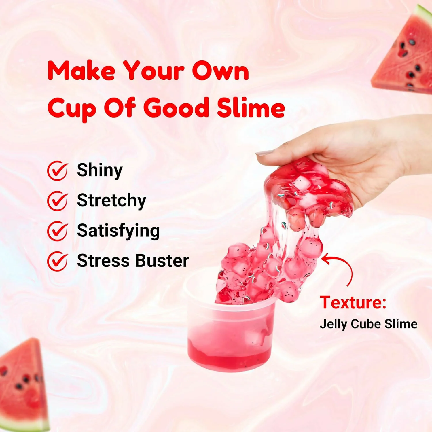 Watermelon Jelly Cube Slime Making Kit for Kids – DIY Tubbie Slime Kit with Activator - Image 2