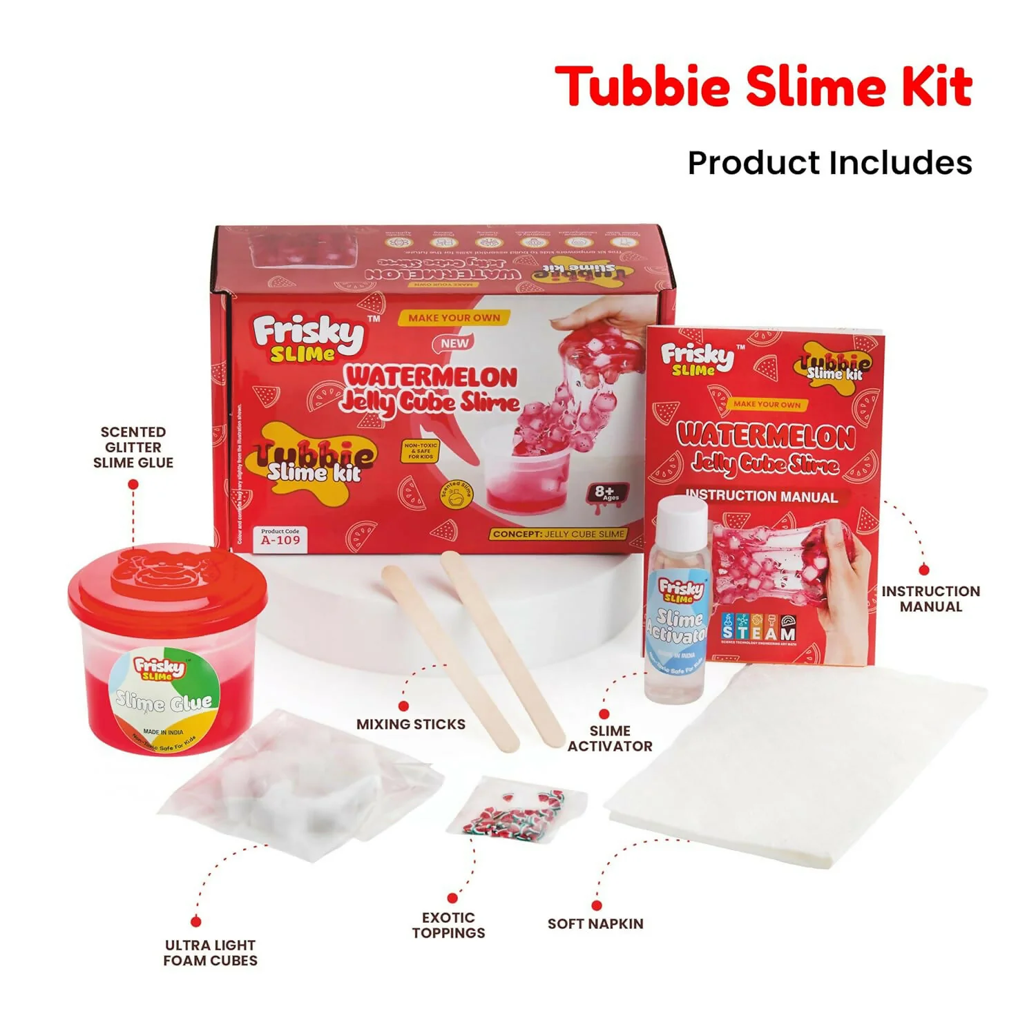 Watermelon Jelly Cube Slime Making Kit for Kids – DIY Tubbie Slime Kit with Activator - Image 5