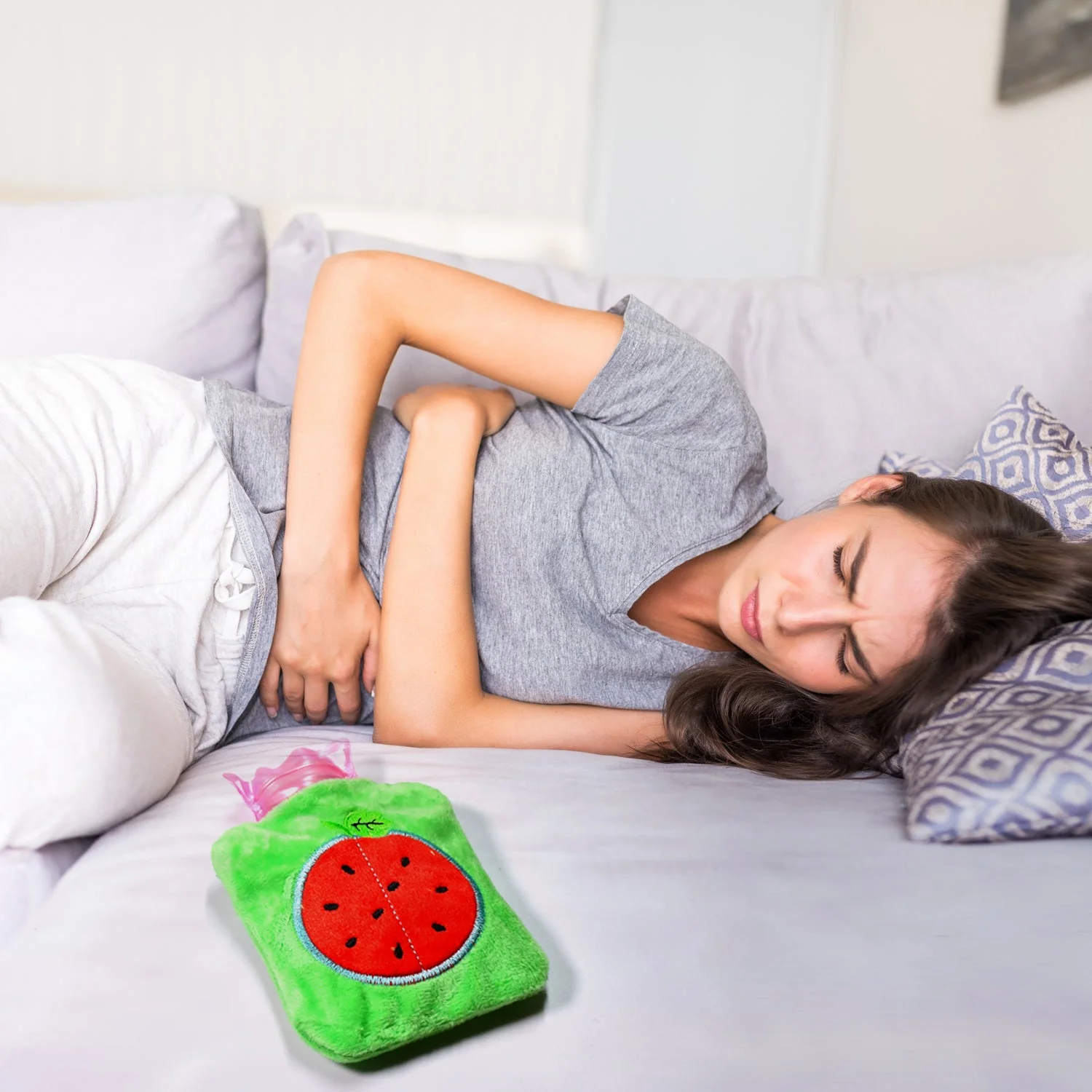 Watermelon Small Hot Water Bag with Cover – Pain Relief Warmer - Image 4