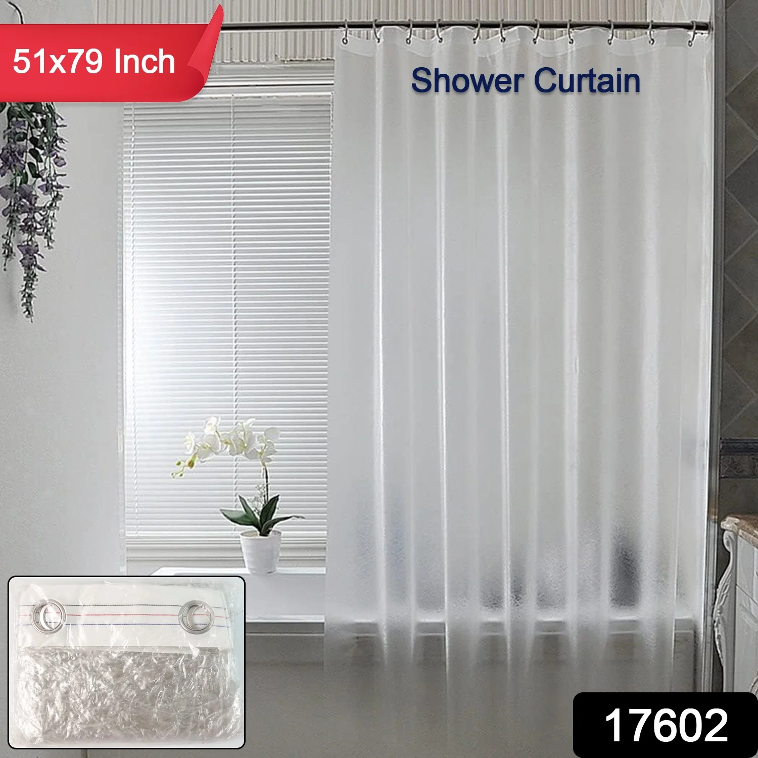 Waterproof Anti-Mildew Frosted Shower Curtain (Standard Fit / 51×79 Inch) - Image 2