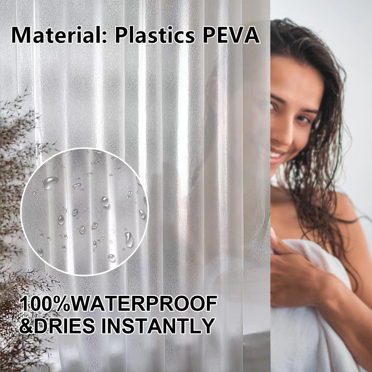 Waterproof Anti-Mildew Frosted Shower Curtain (Standard Fit / 51×79 Inch) - Image 3