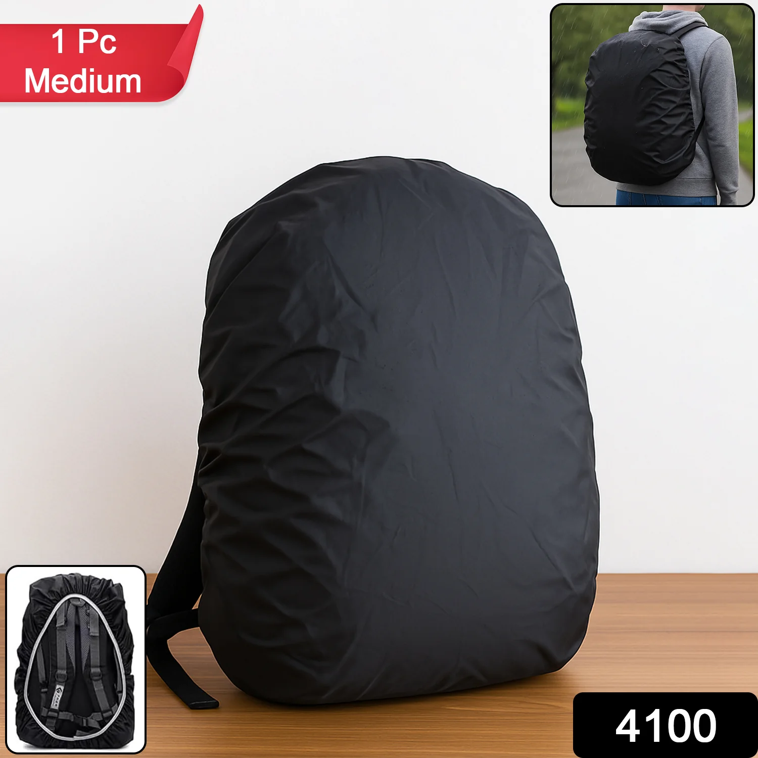 Waterproof Nylon Backpack Rain Cover with Elastic Fit (1 Pc) - Image 2
