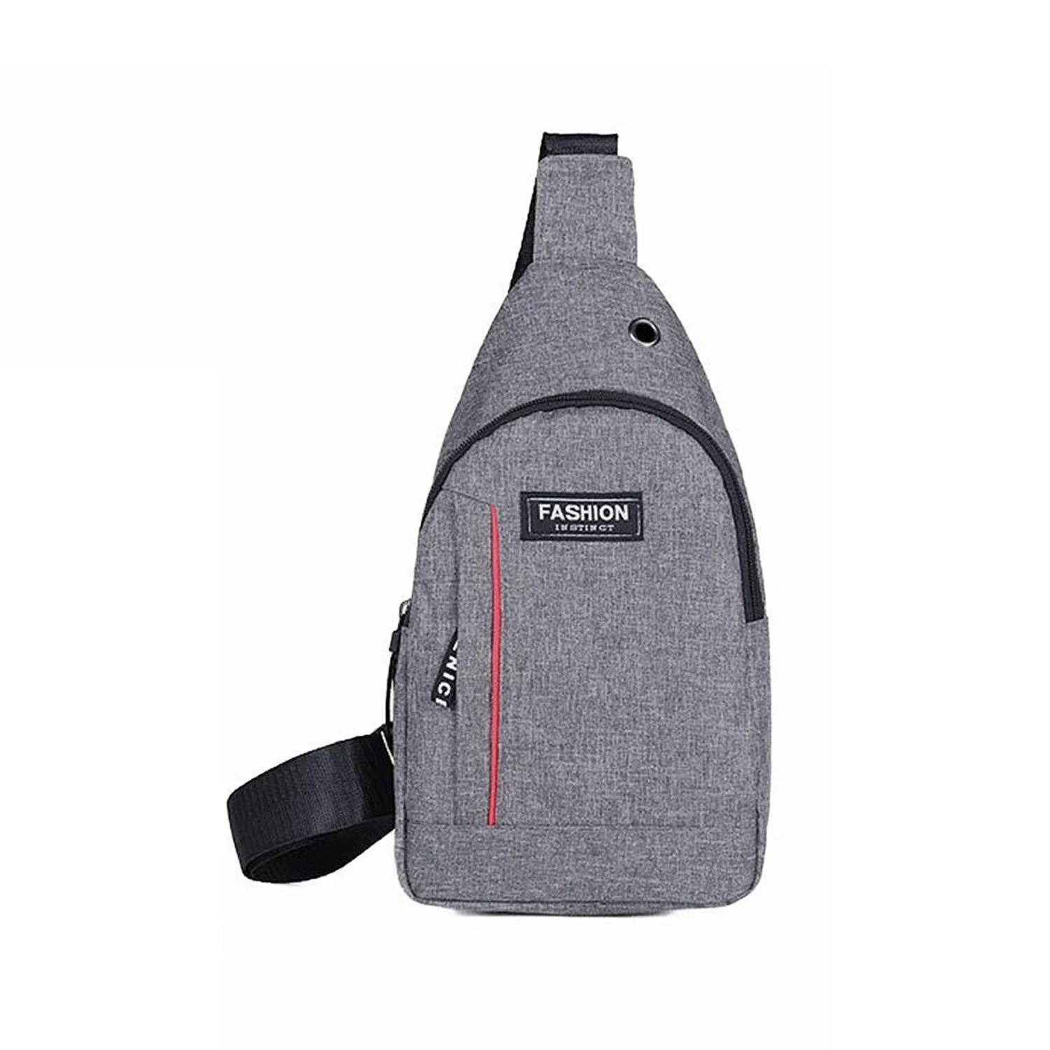 Waterproof Anti-Theft Crossbody Fanny Pack USB Charging & Earphone Hook (Grey/Blue) - Image 4