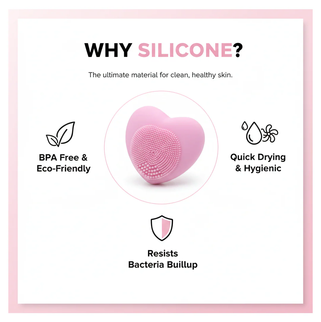 Heart-Shaped Silicone Face Wash Brush – Facial Cleansing Scrubber for Women - Image 2