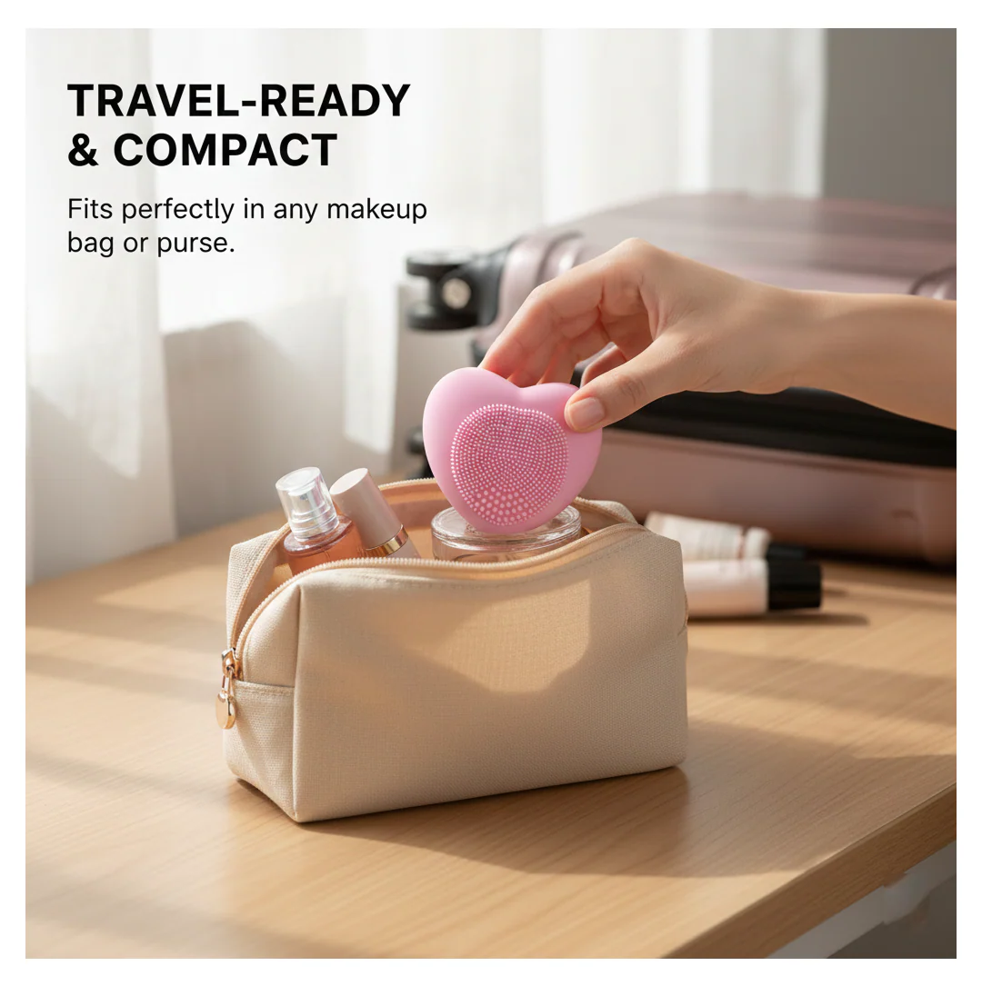 Heart-Shaped Silicone Face Wash Brush – Facial Cleansing Scrubber for Women - Image 3