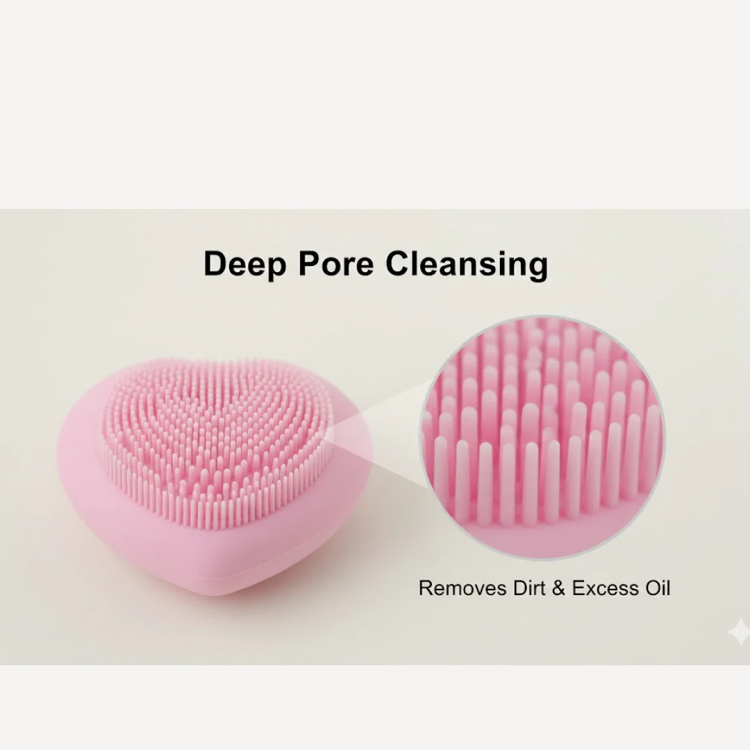 Heart-Shaped Silicone Face Wash Brush – Facial Cleansing Scrubber for Women - Image 5