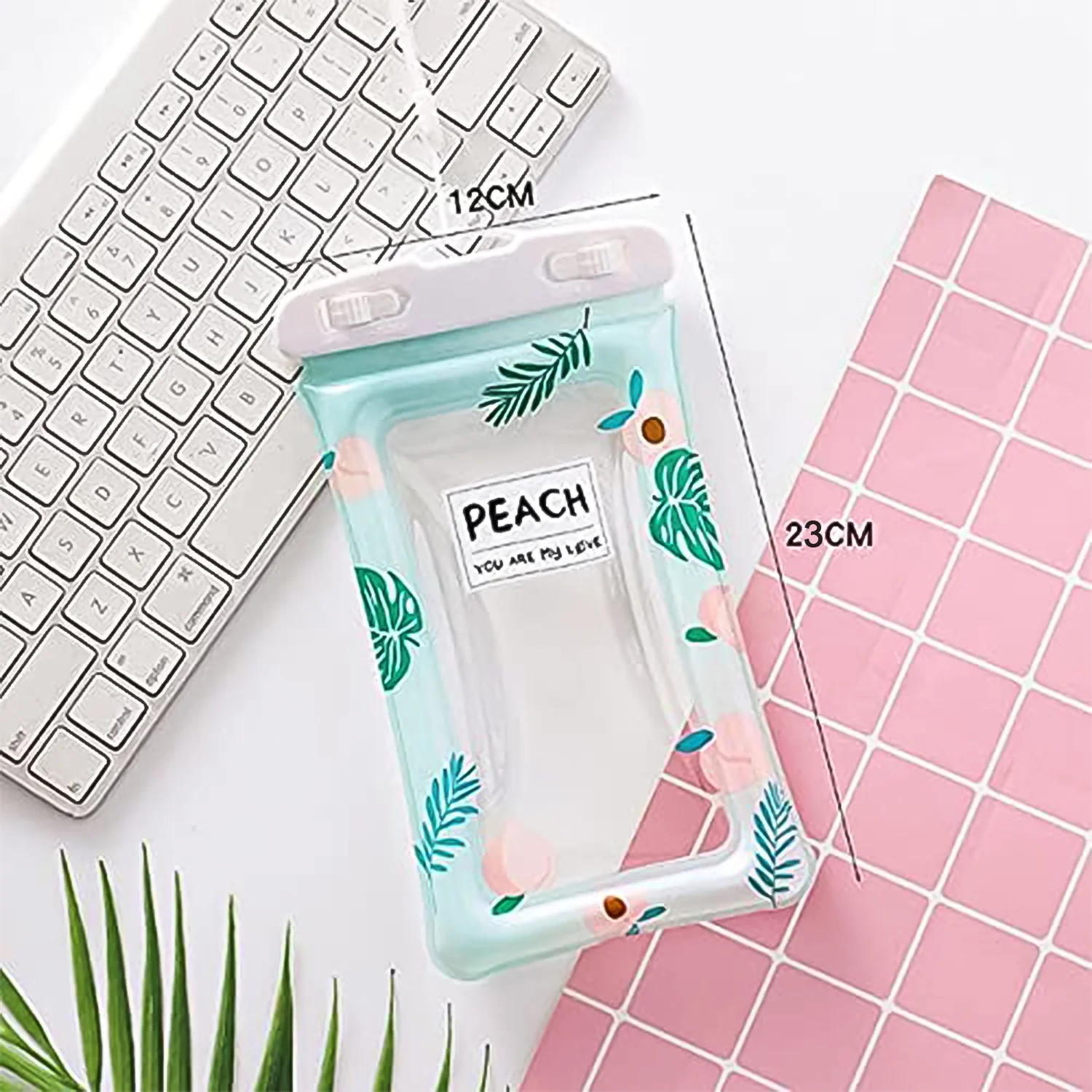 Waterproof Peach Transparent Mobile Pouch with Neck Strap (1 Pc) - Image 4
