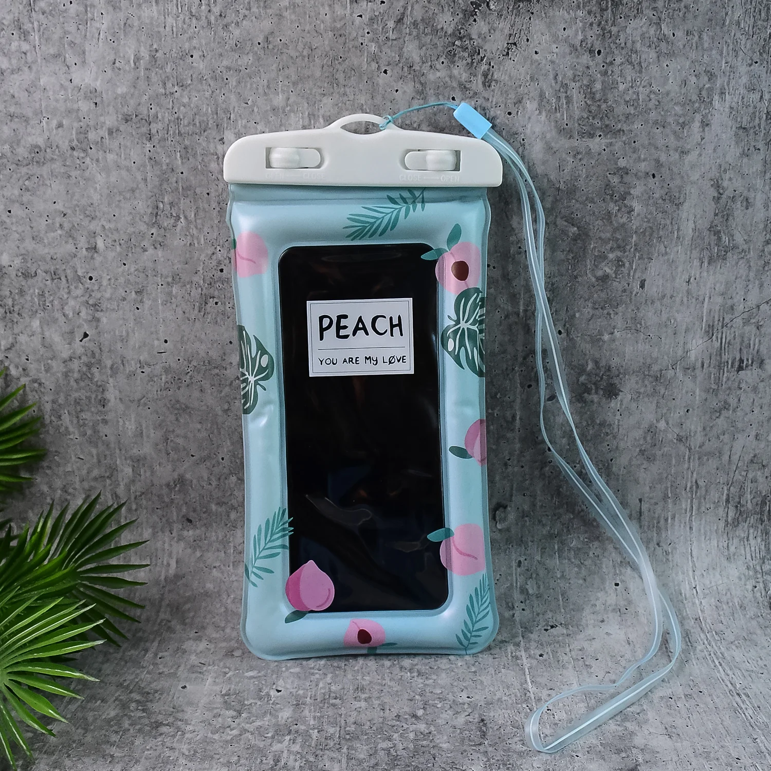 Waterproof Peach Transparent Mobile Pouch with Neck Strap (1 Pc) - Image 6