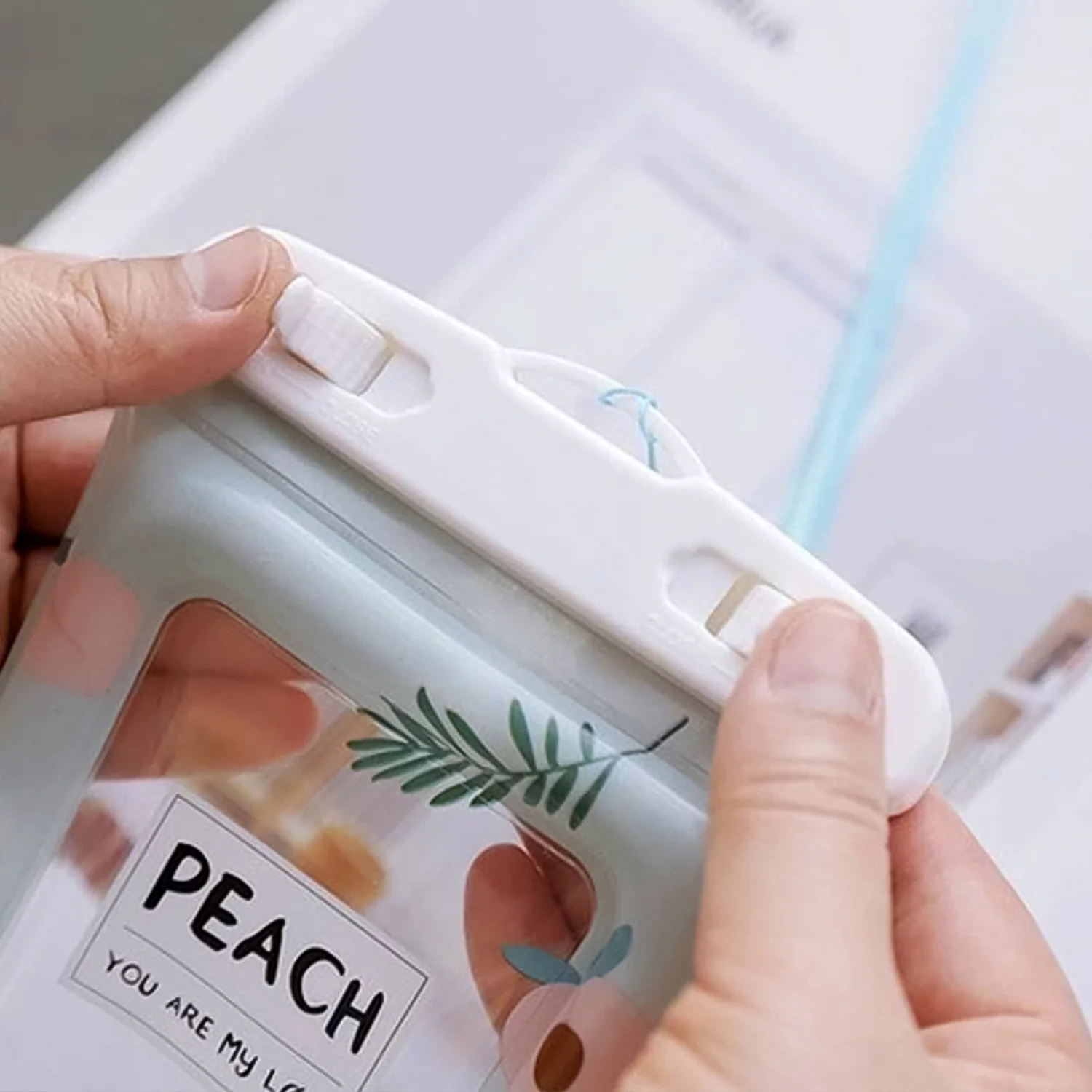 Waterproof Peach Transparent Mobile Pouch with Neck Strap (1 Pc) - Image 8