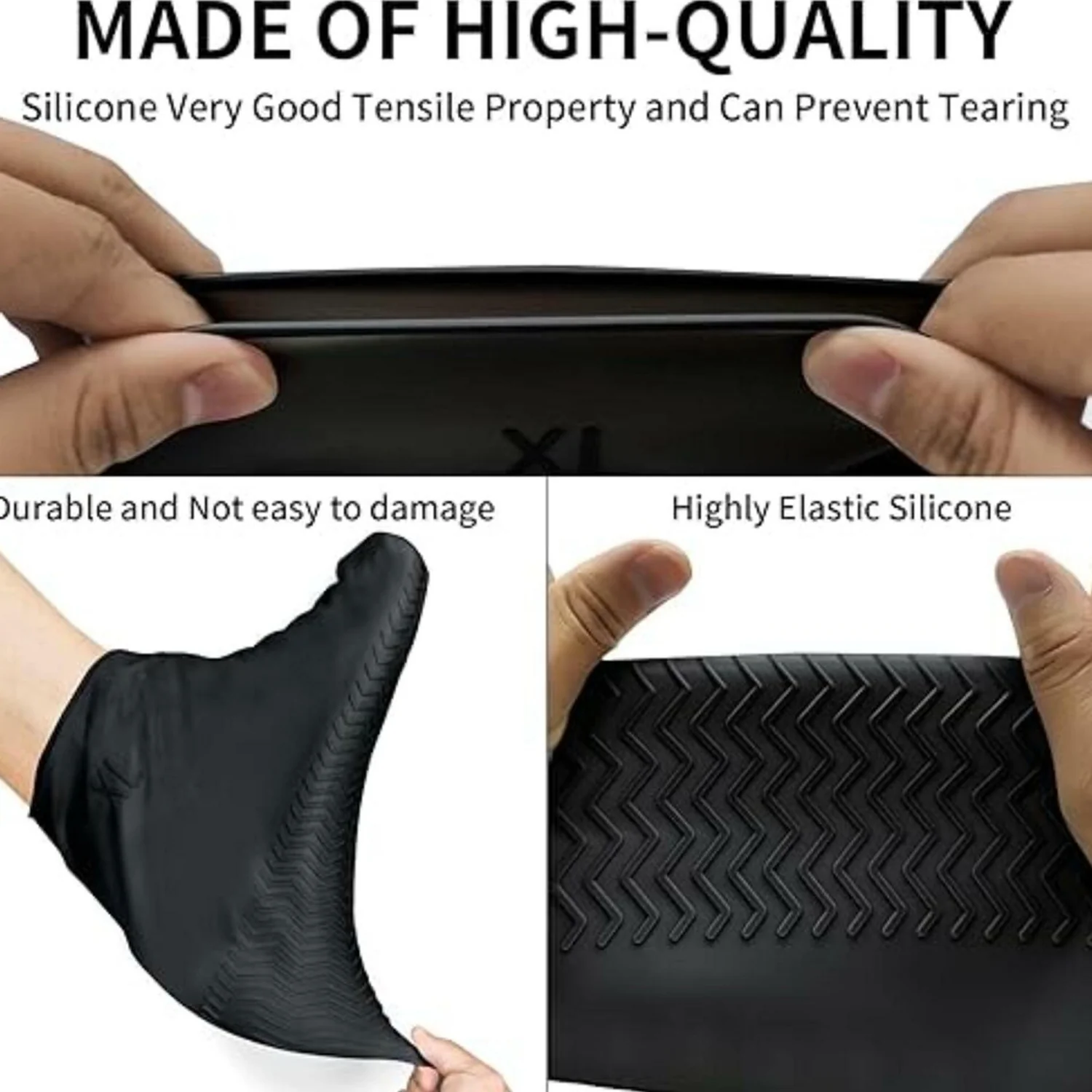 Waterproof Silicone Shoe Cover Black Color (1 Pair, Medium Size) - Image 5