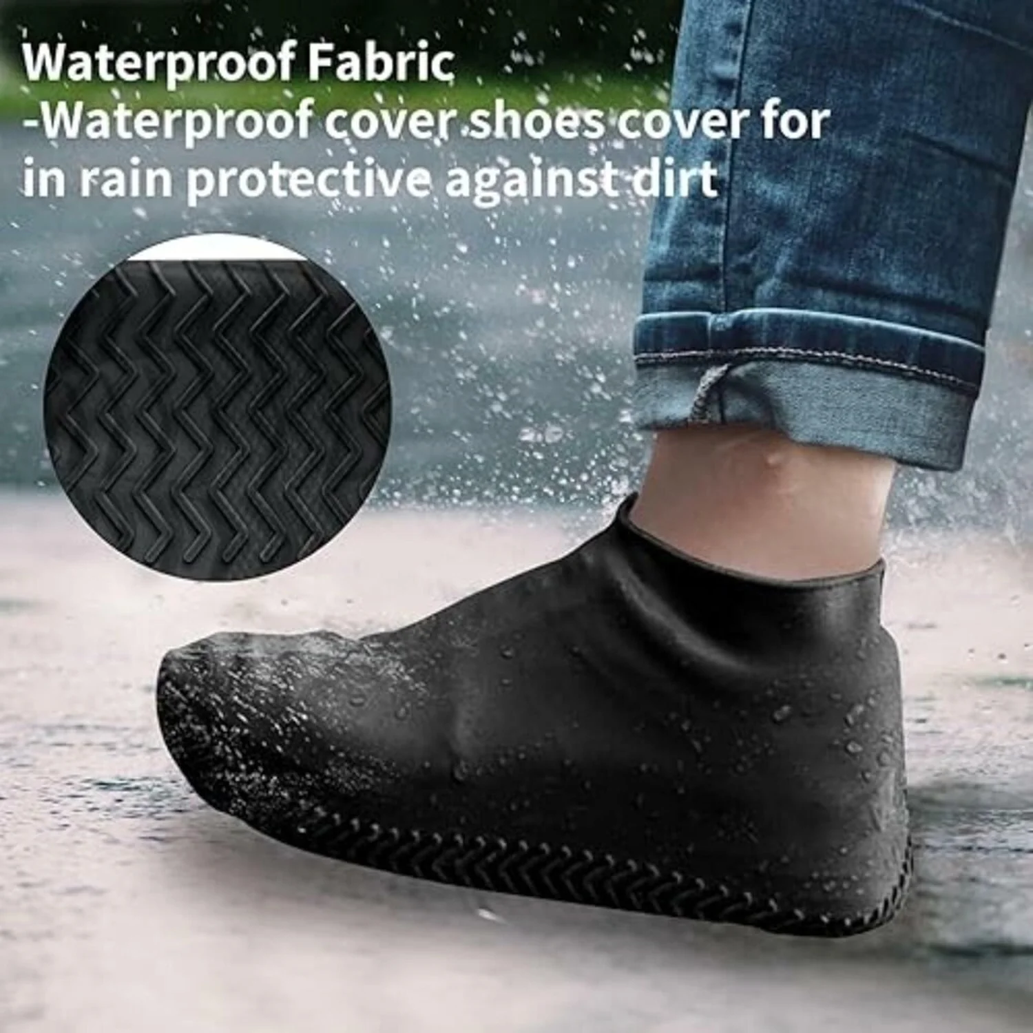 Waterproof Silicone Shoe Cover Black Color (1 Pair, Medium Size) - Image 7
