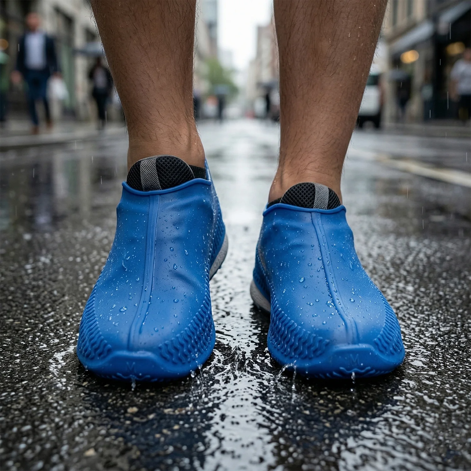 Waterproof Silicone Shoe Cover Blue Color (1 Pair, Medium Size) - Image 3