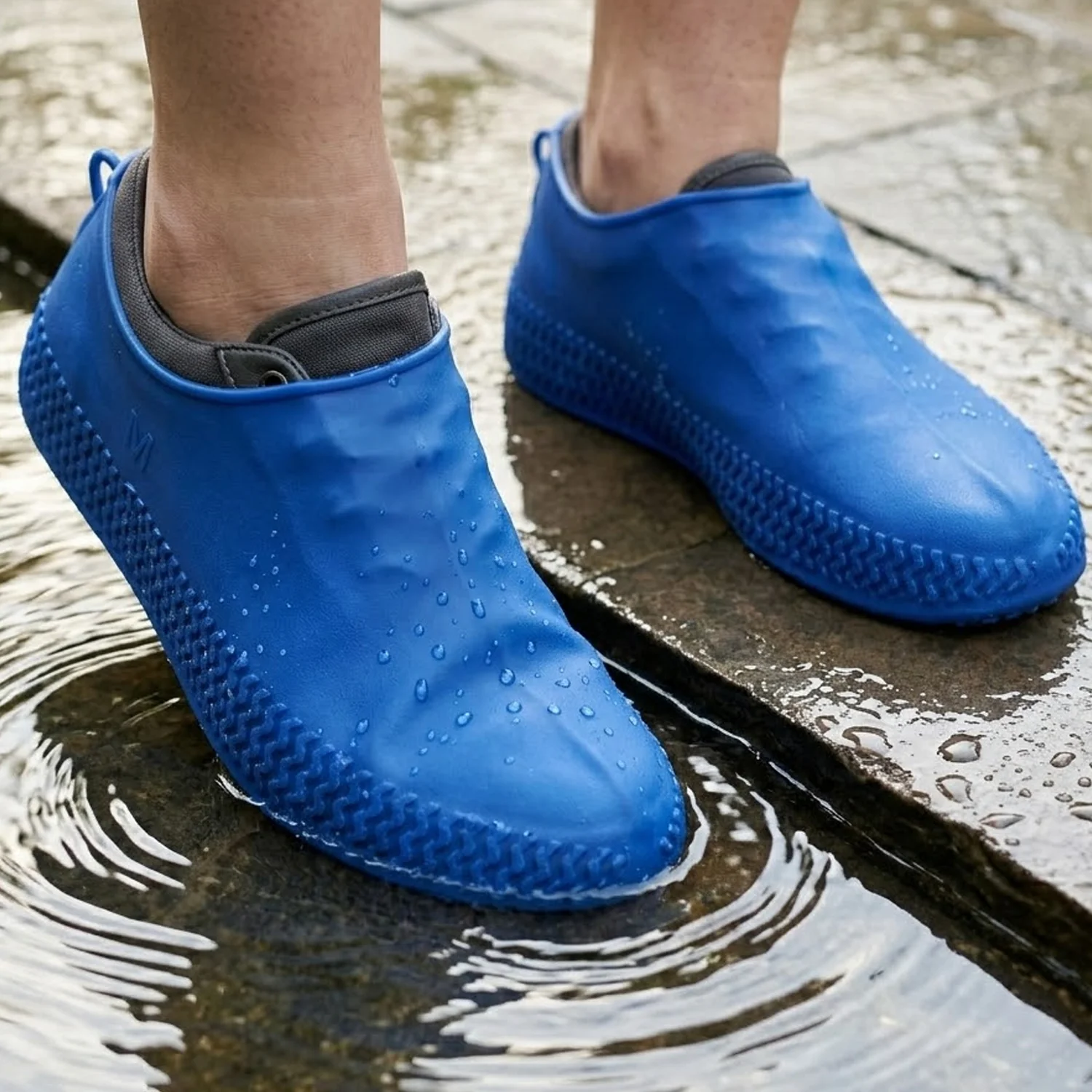 Waterproof Silicone Shoe Cover Blue Color (1 Pair, Medium Size) - Image 7