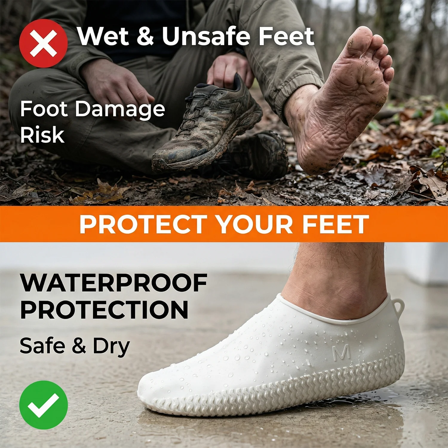 Waterproof Silicone Shoe Cover White Color (1 Pair, Medium Size) - Image 4