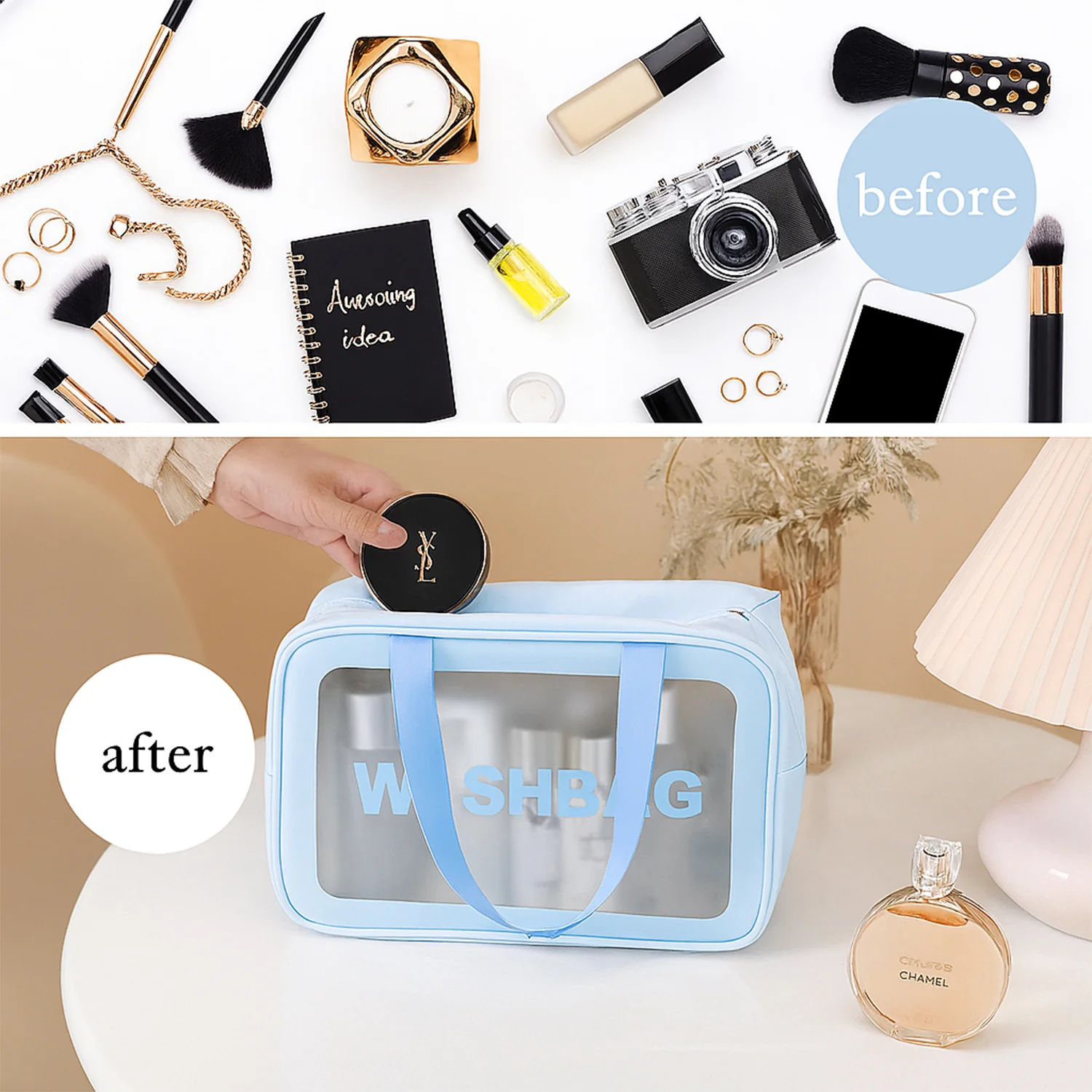 3-IN-1 Waterproof Transparent Travel Toiletry Bag Set - Image 4