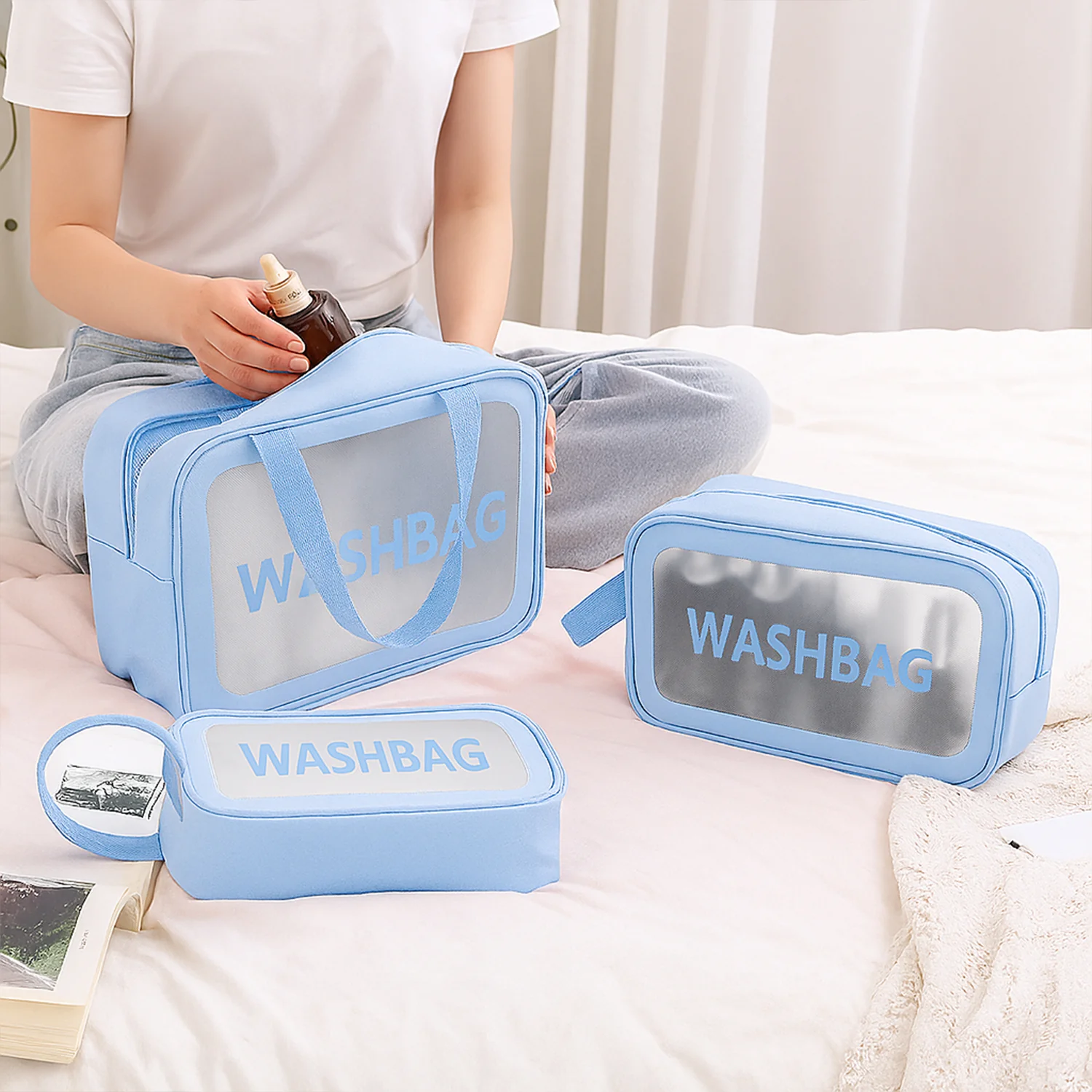 3-IN-1 Waterproof Transparent Travel Toiletry Bag Set - Image 7