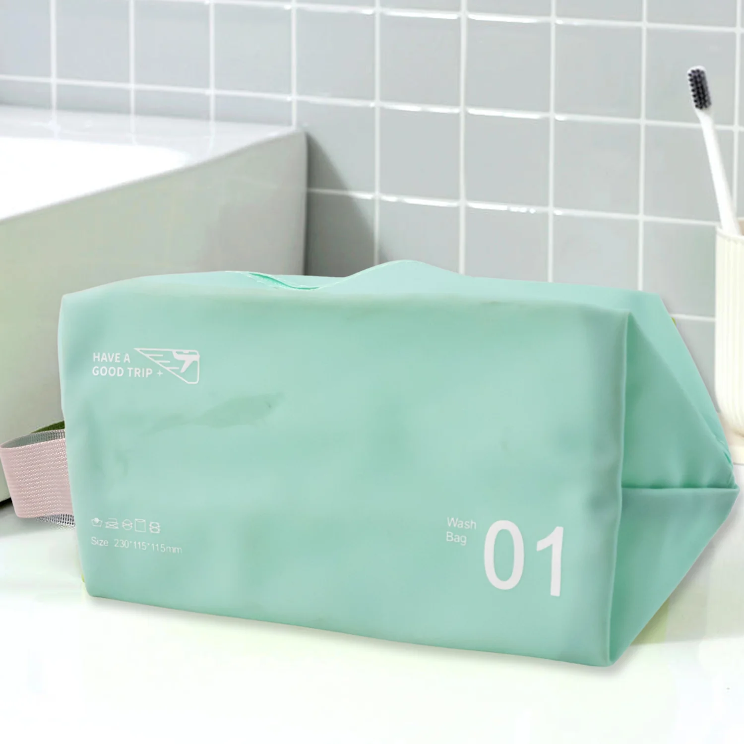 Waterproof Travel Toiletry Wash Bag /  Pouch with Zipper Side Handle - (1 Pc) - Image 6