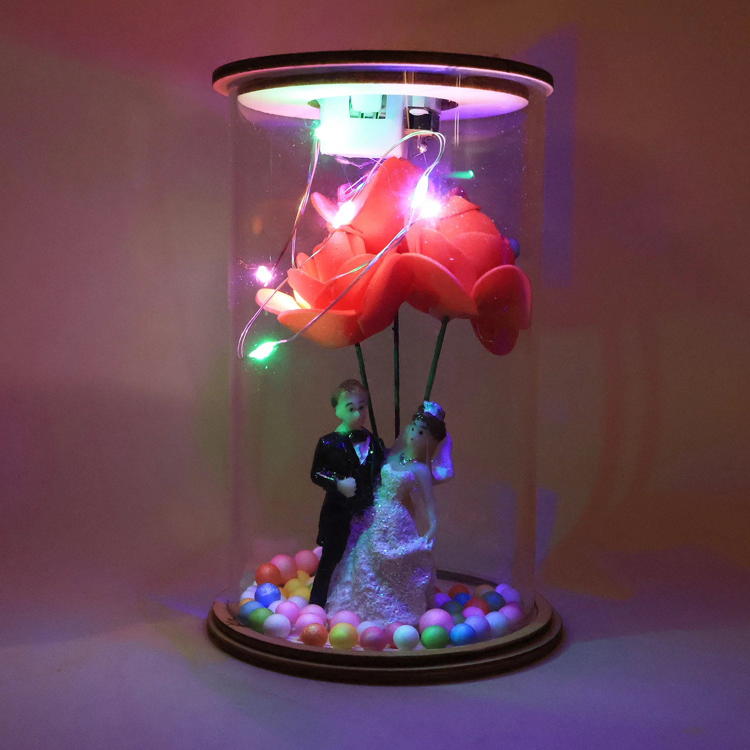 Wedding Couple with LED Rose Lamp (1 Pc) - Image 4