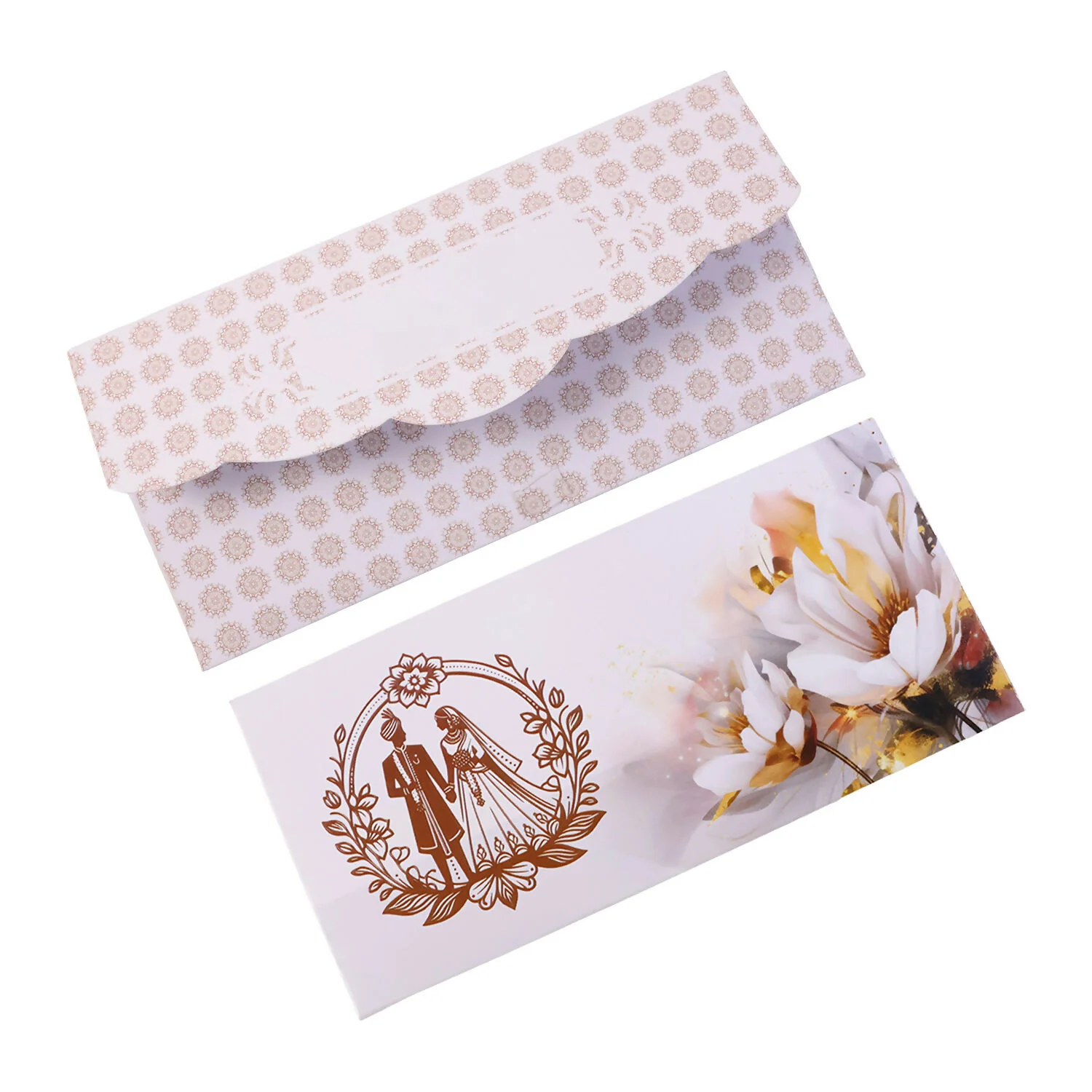 Wedding Theme A4 Size Money & Gift Envelope with Floral Pattern and Scalloped Flap – Pack of 10 Pcs - Image 5