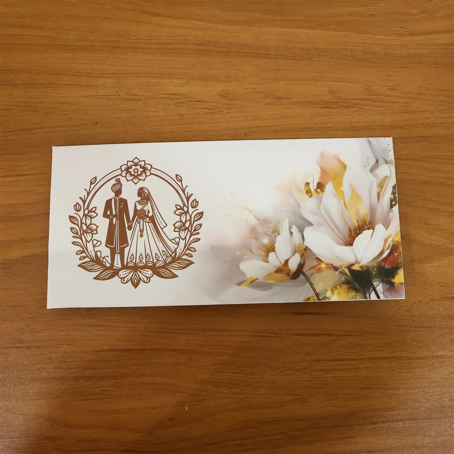 Wedding Theme A4 Size Money & Gift Envelope with Floral Pattern and Scalloped Flap – Pack of 10 Pcs - Image 6