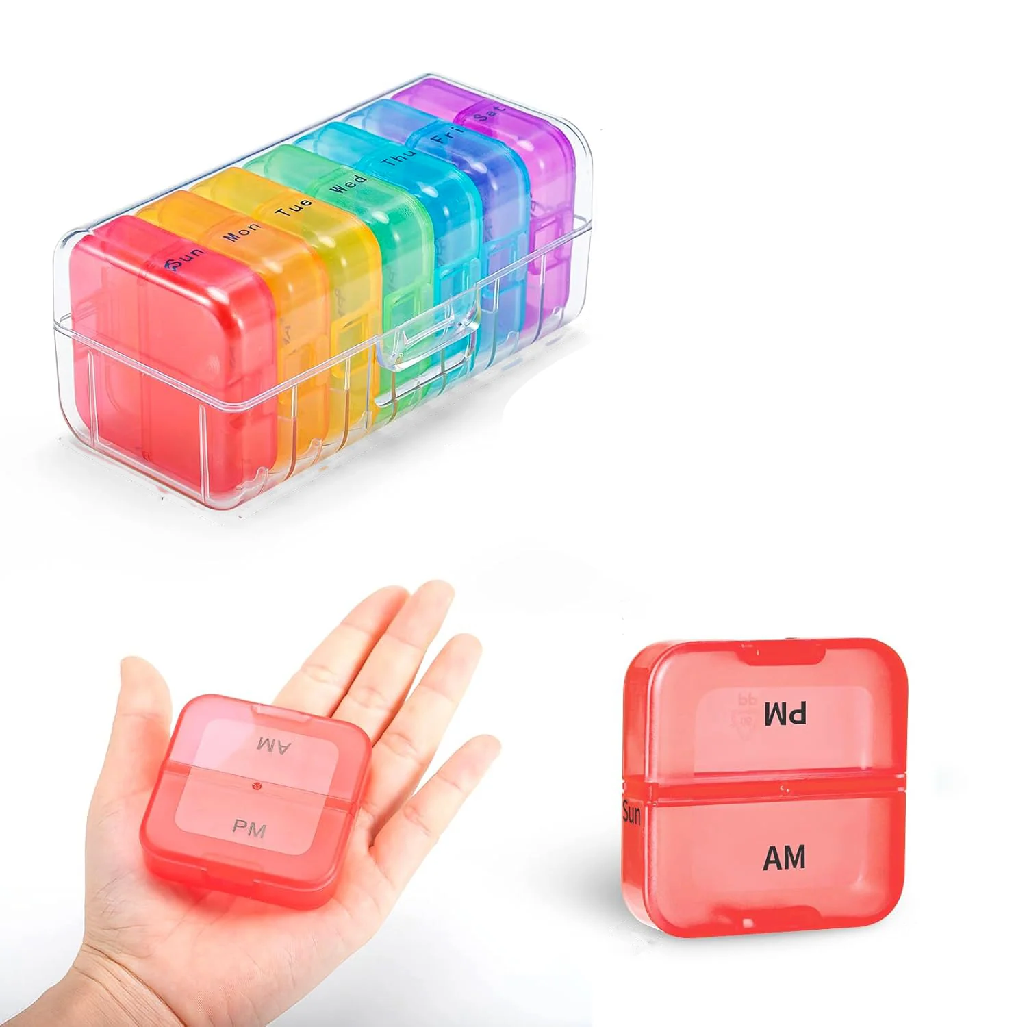 Weekly 7 Day Rainbow Color Pill Organizer Box - Image 3