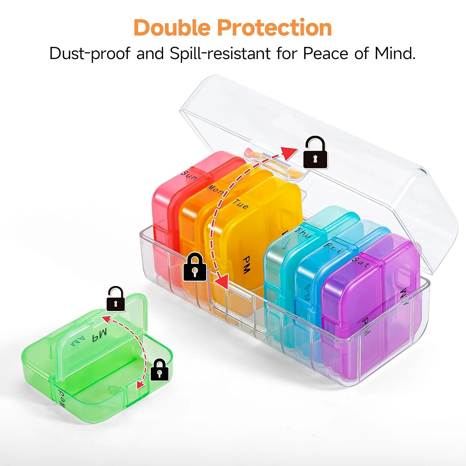Weekly 7 Day Rainbow Color Pill Organizer Box - Image 6