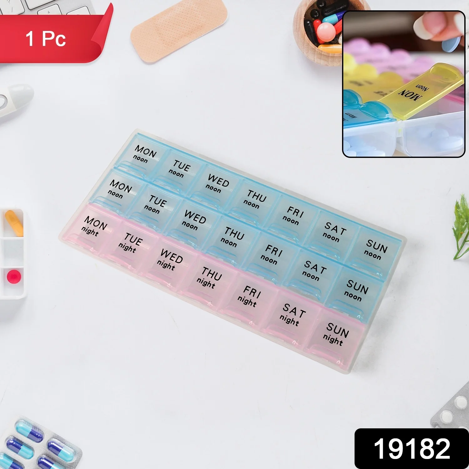 Weekly Pill Organizer Box with 21 Compartments (1 Pc) - Image 2