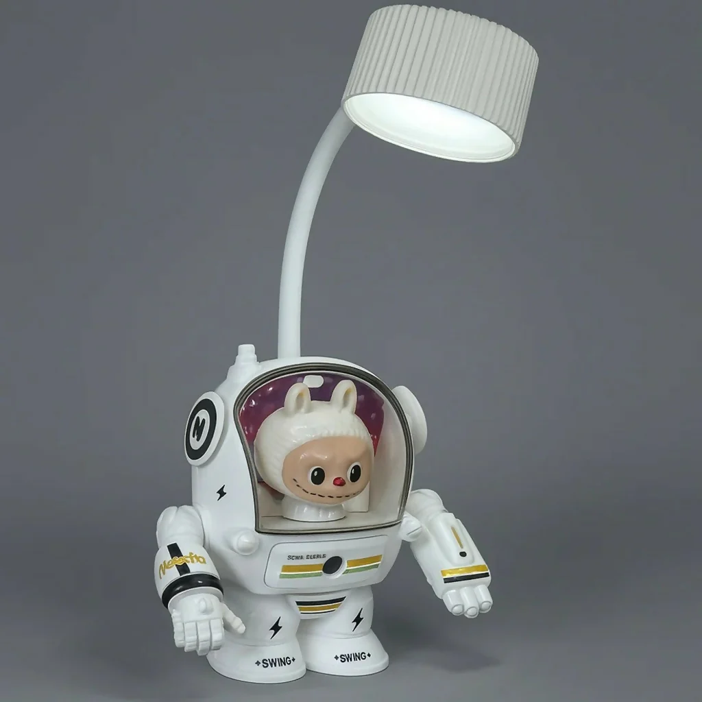 White Astronaut Desk Lamp with Pencil Sharpener and LED Light - Image 2