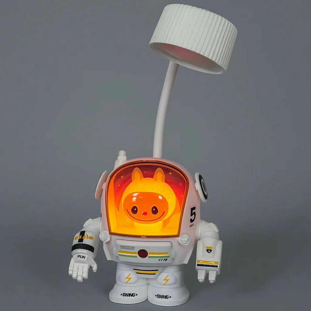 White Astronaut Desk Lamp with Pencil Sharpener and LED Light - Image 3