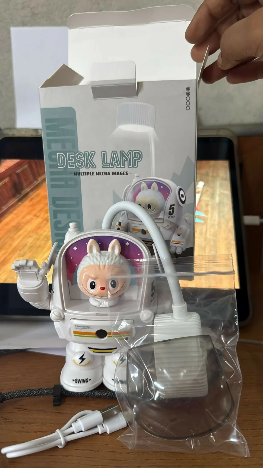 White Astronaut Desk Lamp with Pencil Sharpener and LED Light - Image 7