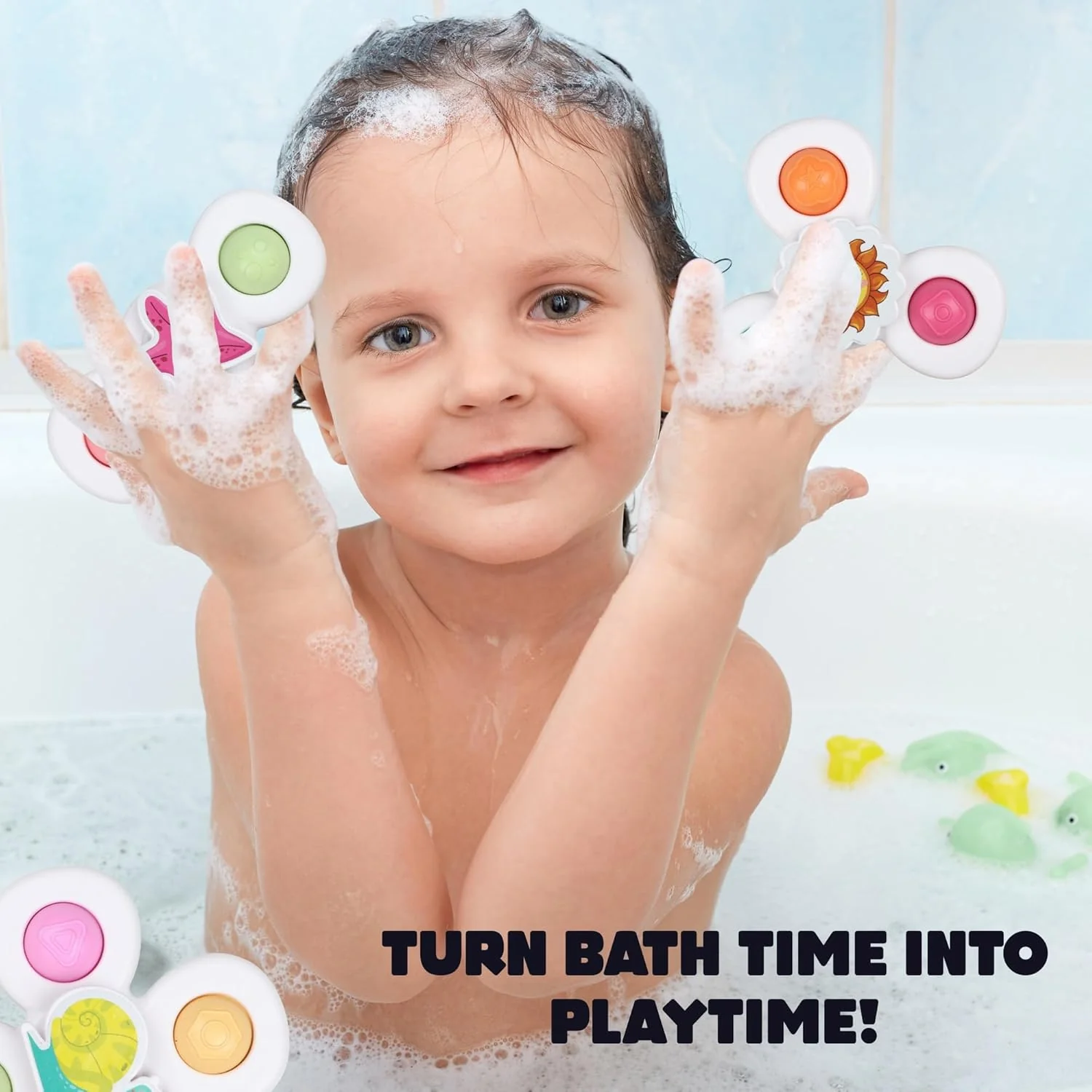 White Baby Spinner Toy Set – Sensory Suction Spin Toys (3 Pc Set) - Image 8