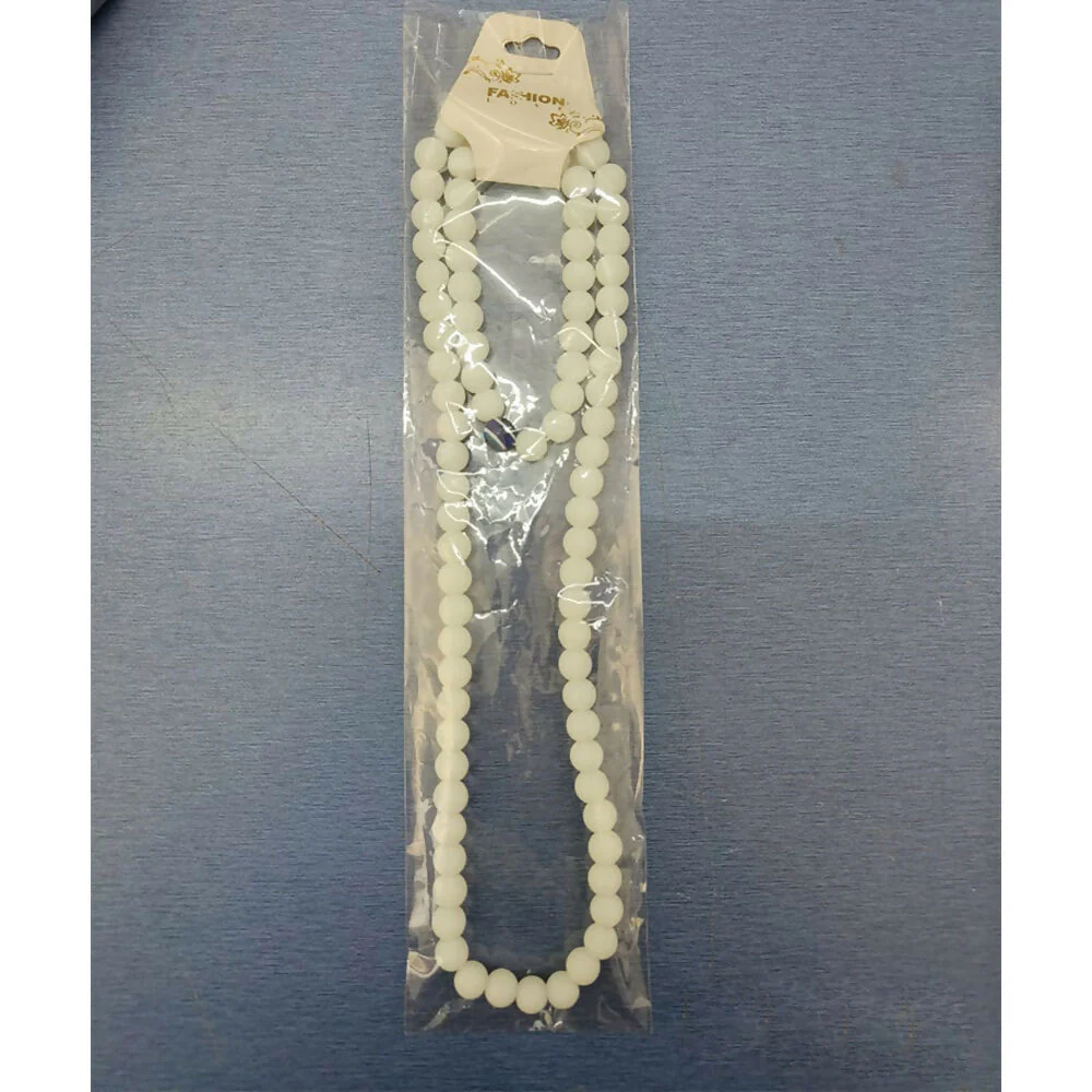 White Beads Necklace & Evil Eye Bracelet Combo - Image 5