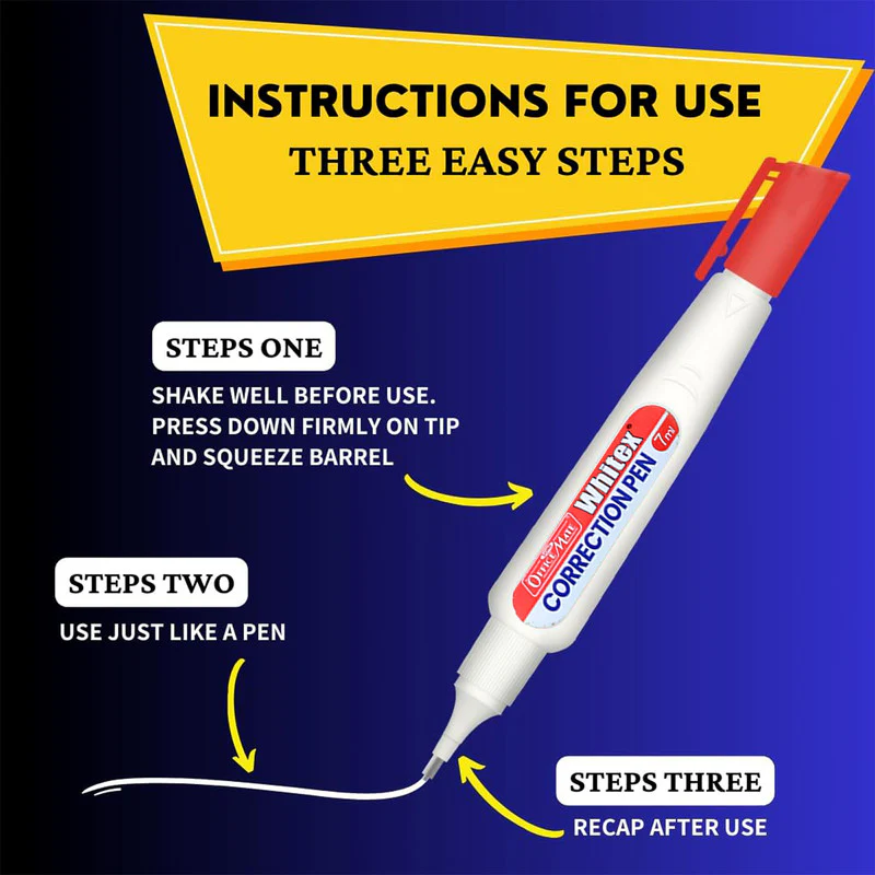 White Correction Pen 7ml – Fine Metal Tip, Quick Dry, Smooth Coverage for Office - Image 4