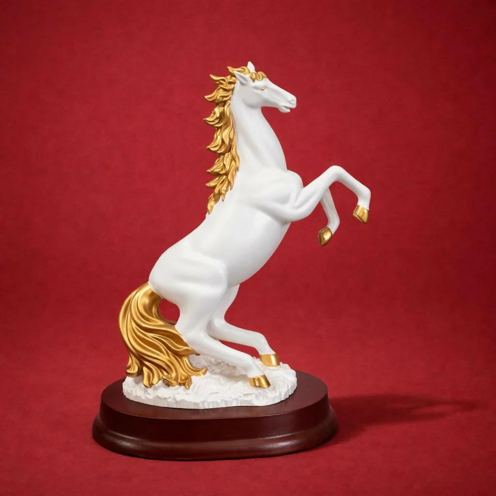 White Elegant Horse Showpiece Statue for Home Decor Tabletop - Image 3