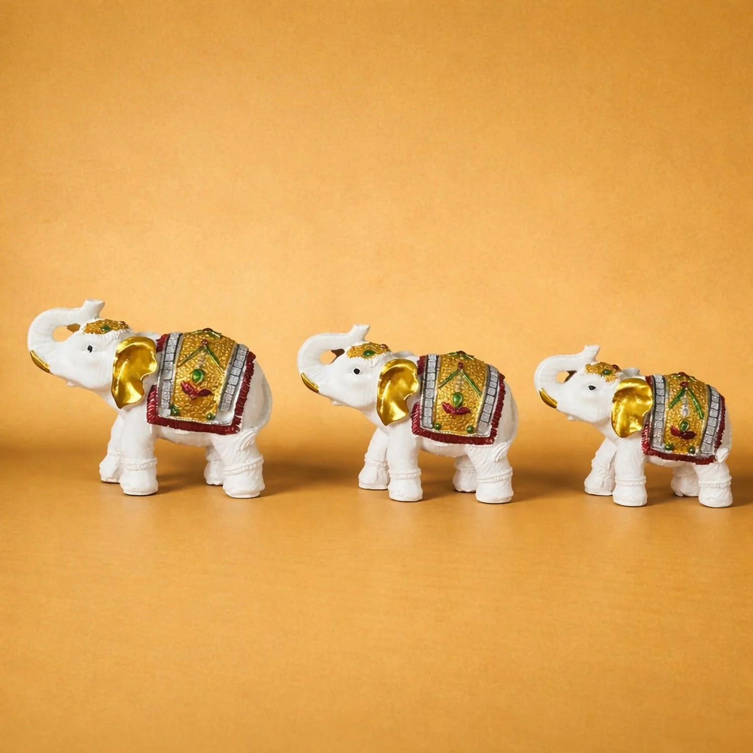 White Elephant Showpiece Set for Home Décor, Lucky Elephant Figurines - Image 3