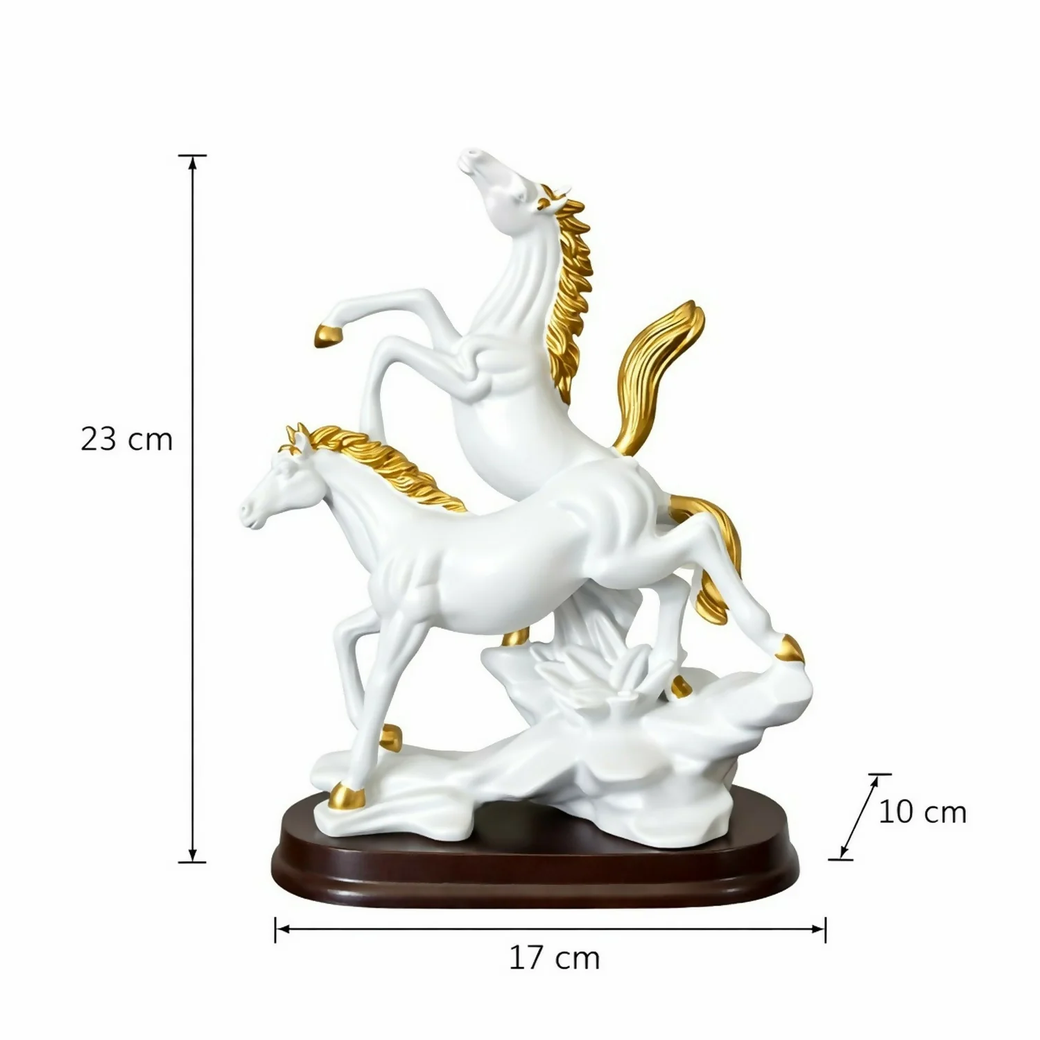 White Gold Horse Statue Showpiece for Home Decor Table Accent - Image 4