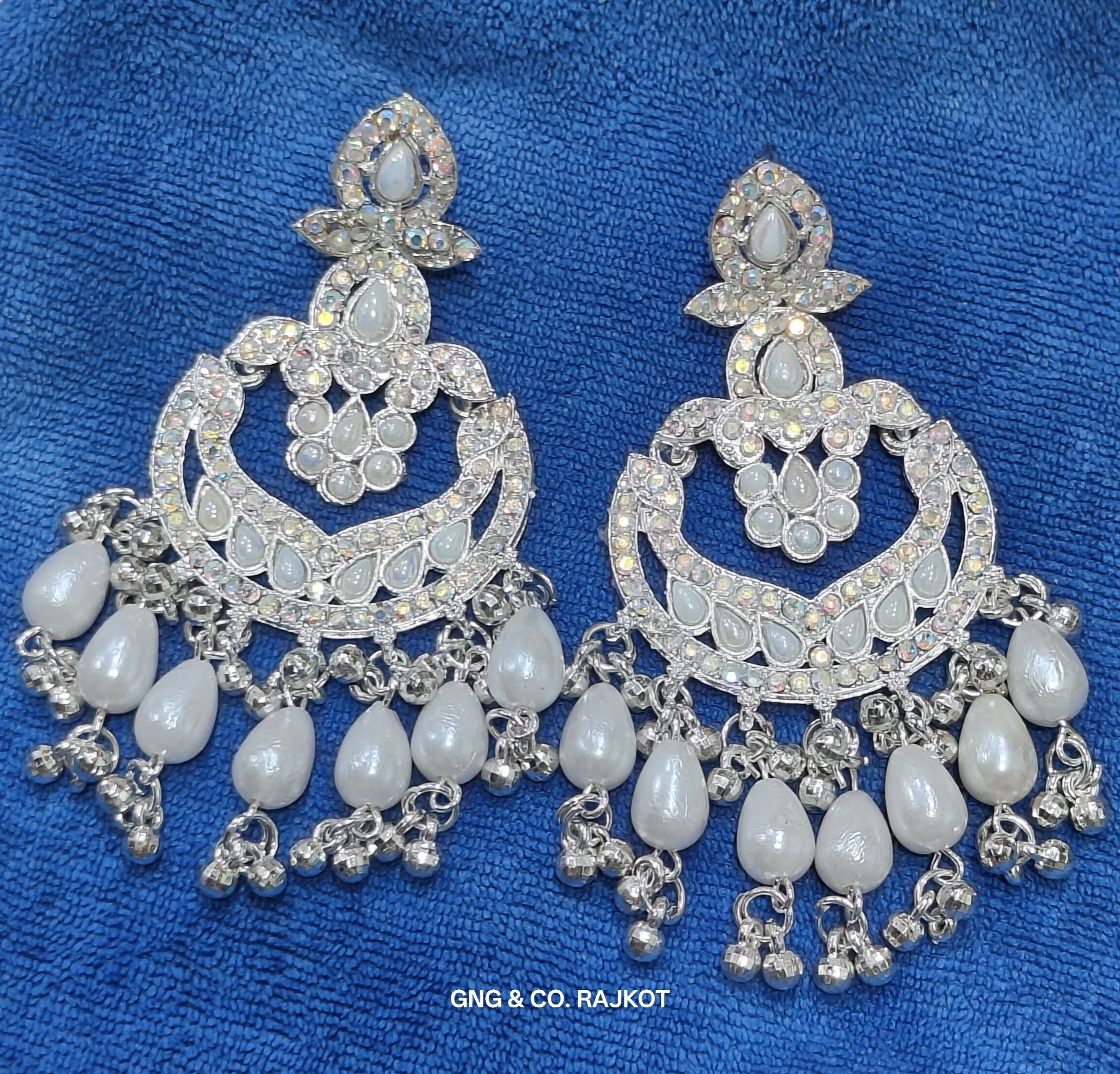 White Gold jhumka Earrings - Image 2