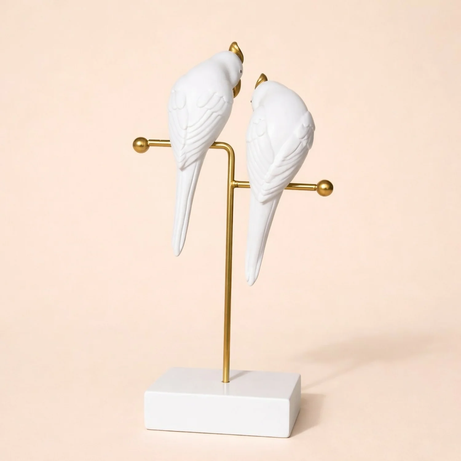 White & Gold Love Birds Decorative poly-resin Showpiece for Home & Office Décor - Image 2