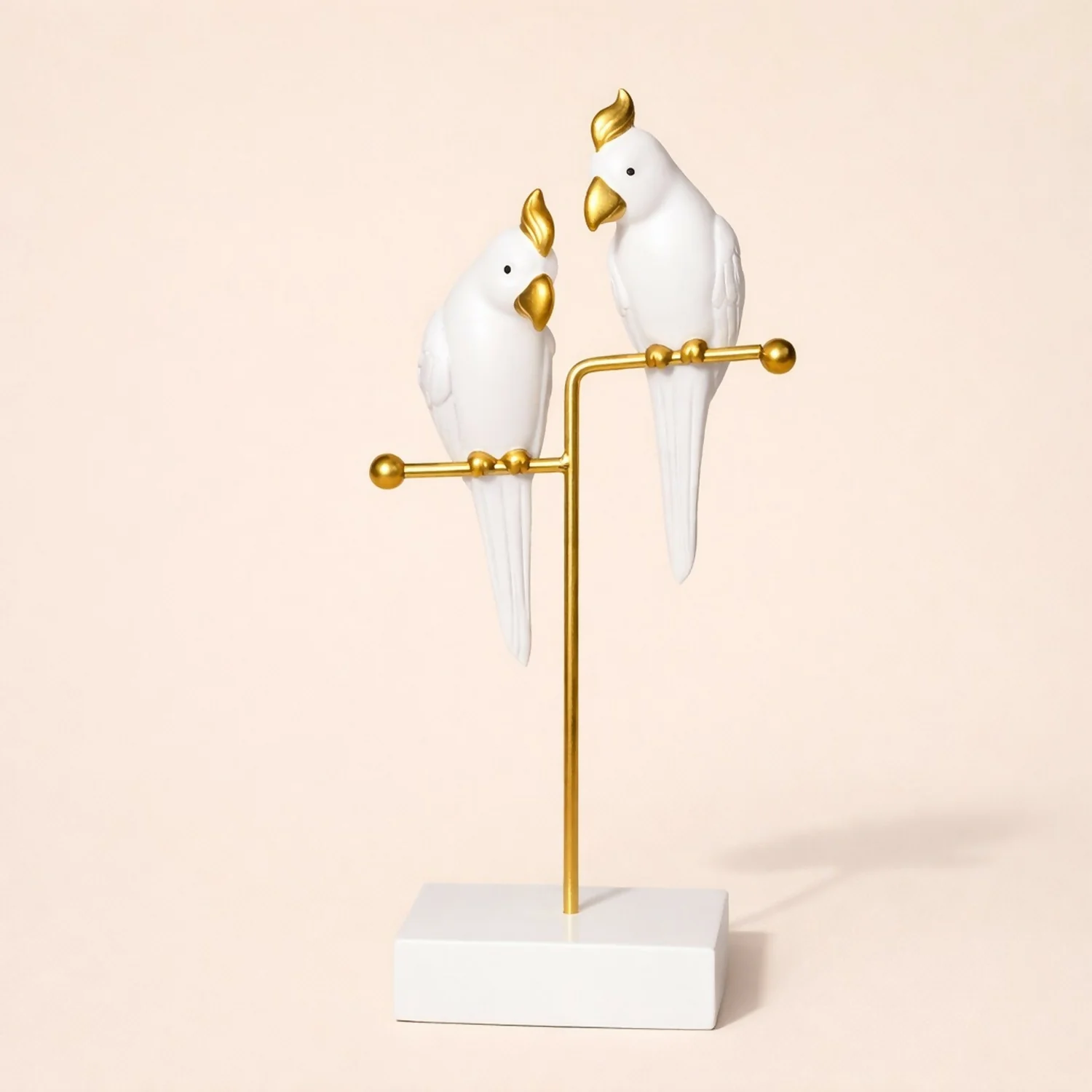 White & Gold Love Birds Decorative poly-resin Showpiece for Home & Office Décor - Image 3