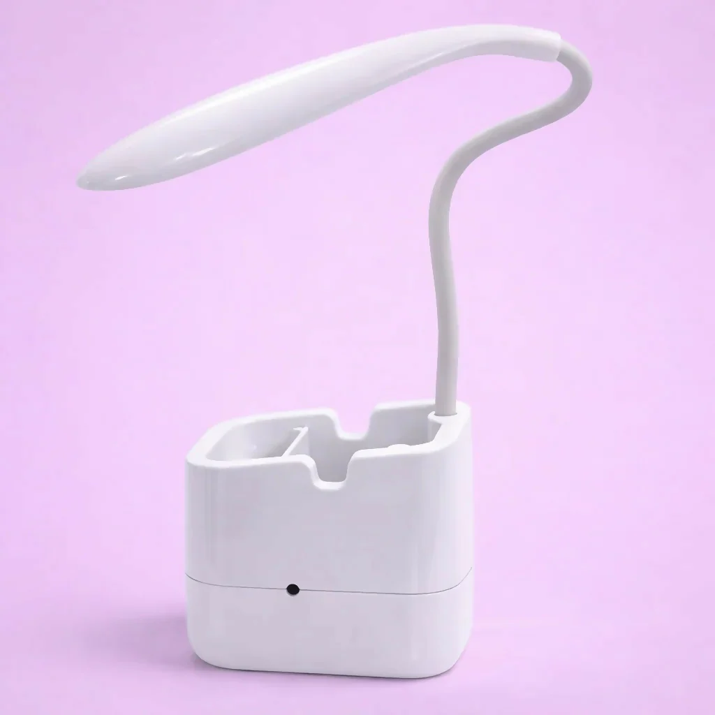 White LED Desk Lamp with Mobile Stand & Pen Holder, USB Charging Light - Image 5