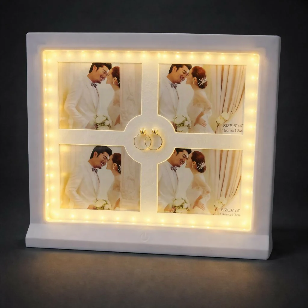 White LED Photo Frame Collage 4 Photo Display Light Decorative Frame - Image 3