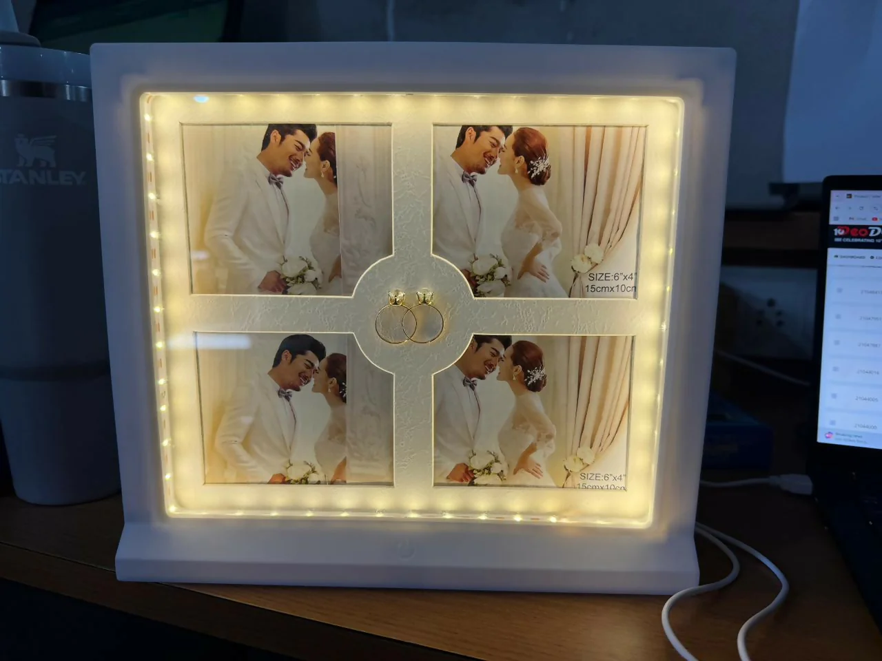 White LED Photo Frame Collage 4 Photo Display Light Decorative Frame - Image 4