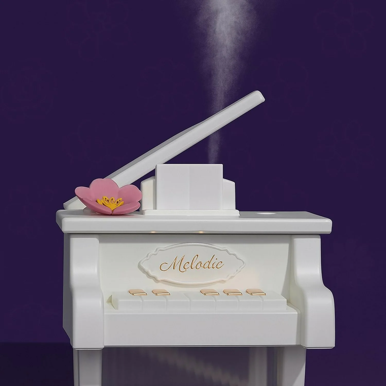 White Piano USB Mini Humidifier with Night Light for Bedroom & Office - Image 3