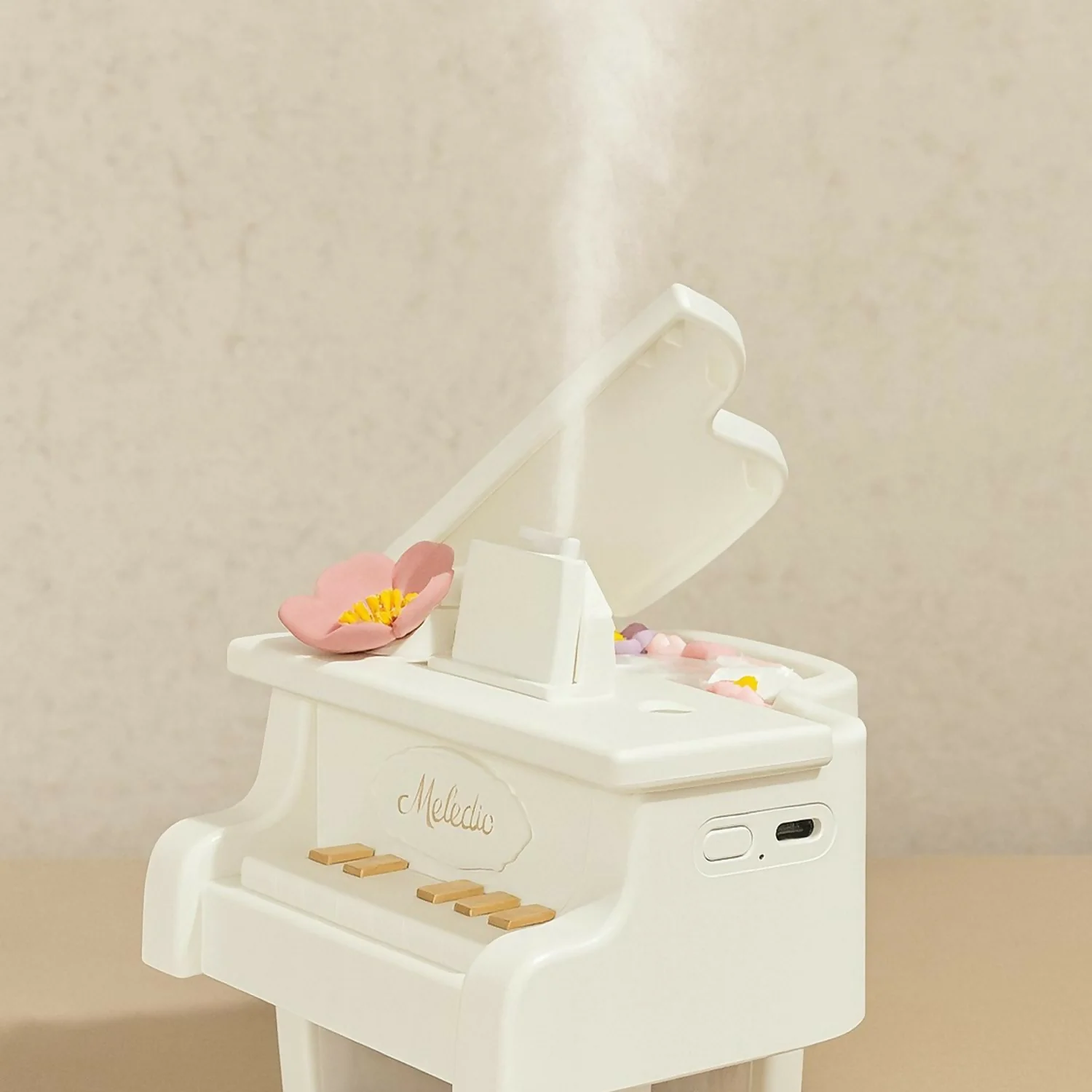 White Piano USB Mini Humidifier with Night Light for Bedroom & Office - Image 4