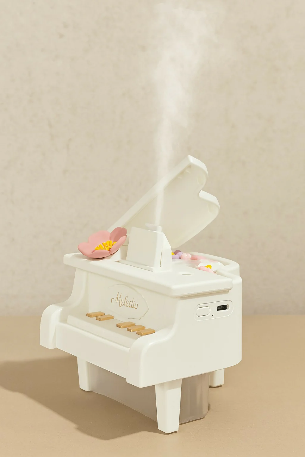 White Piano USB Mini Humidifier with Night Light for Bedroom & Office - Image 6