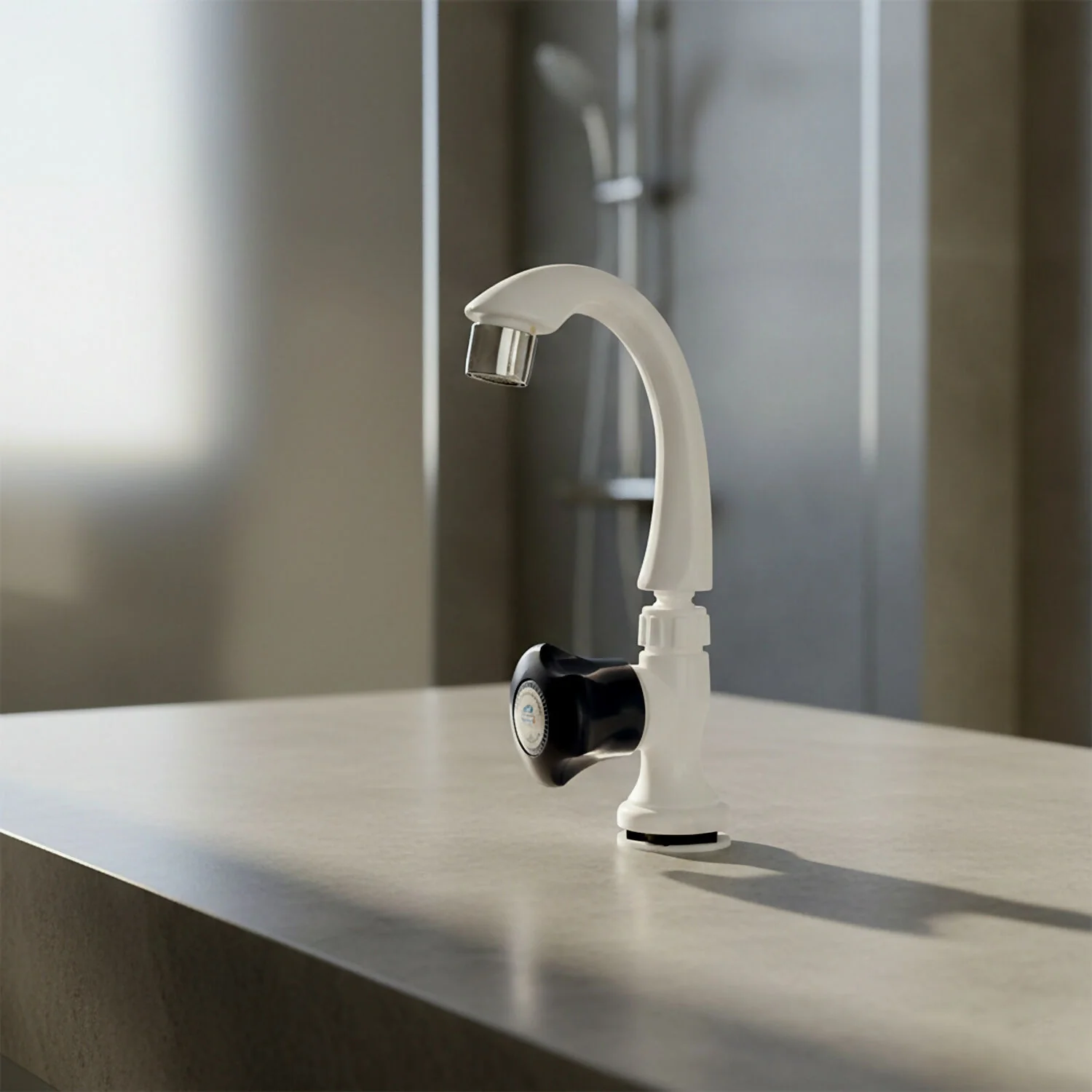 White Plastic Swan Neck Water Tap for Kitchen & Wash Basin – Smooth Flow Sink Faucet - Image 3