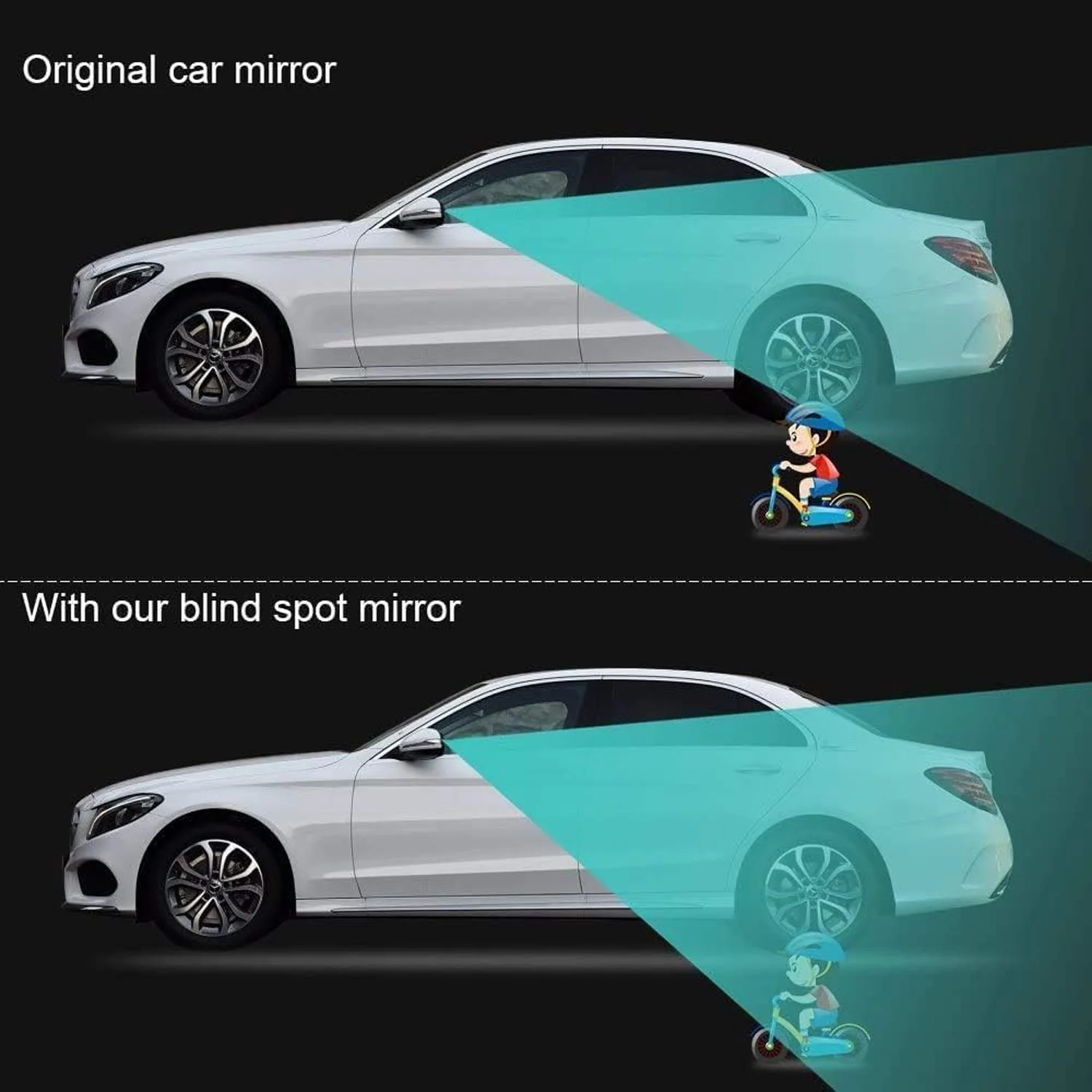 White Round Car Blind Spot Rear View Mirror Set (2 Pc) - Image 5