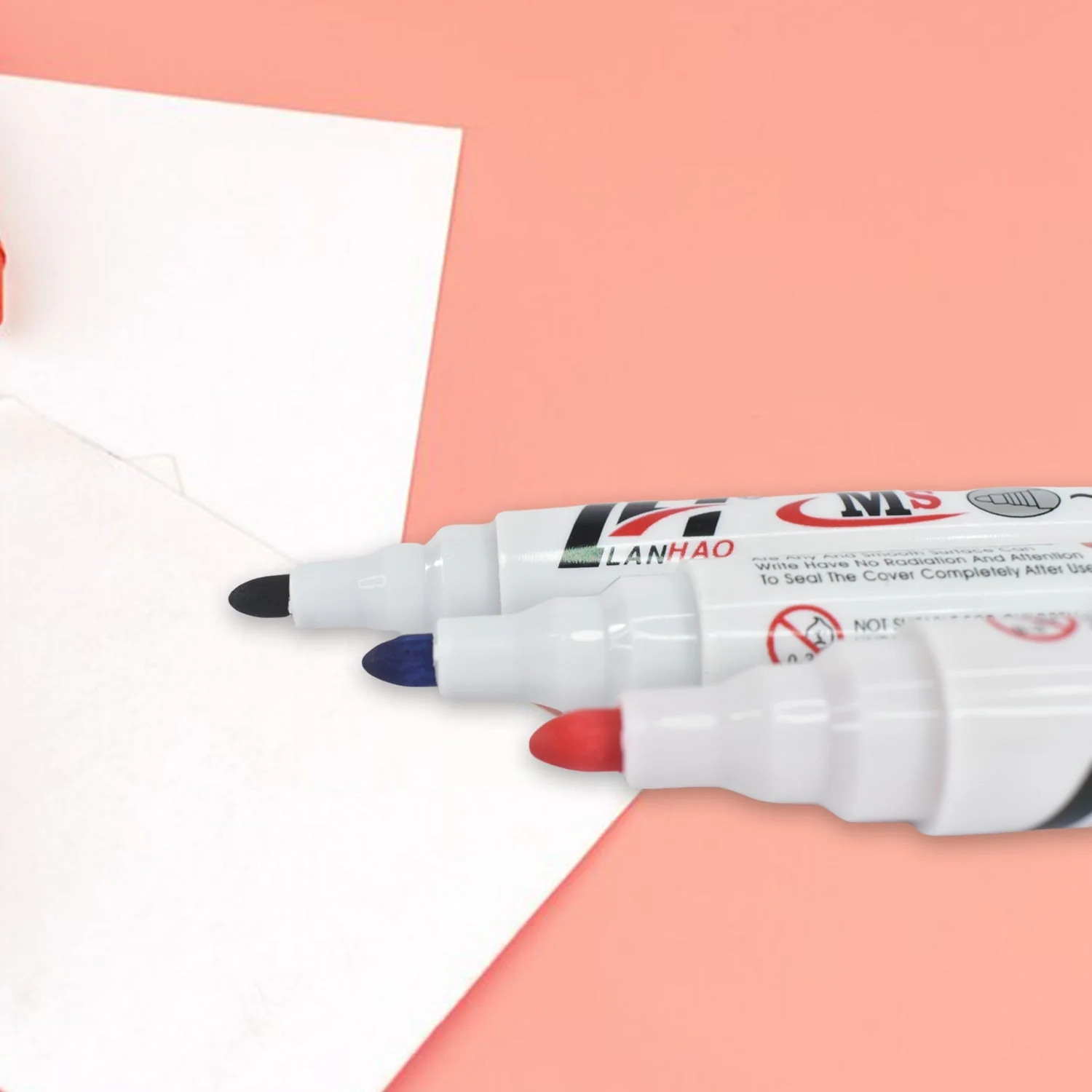 Whiteboard Marker Set (Blue, Black, Red) with Board Duster - Pack of 4 - Image 6