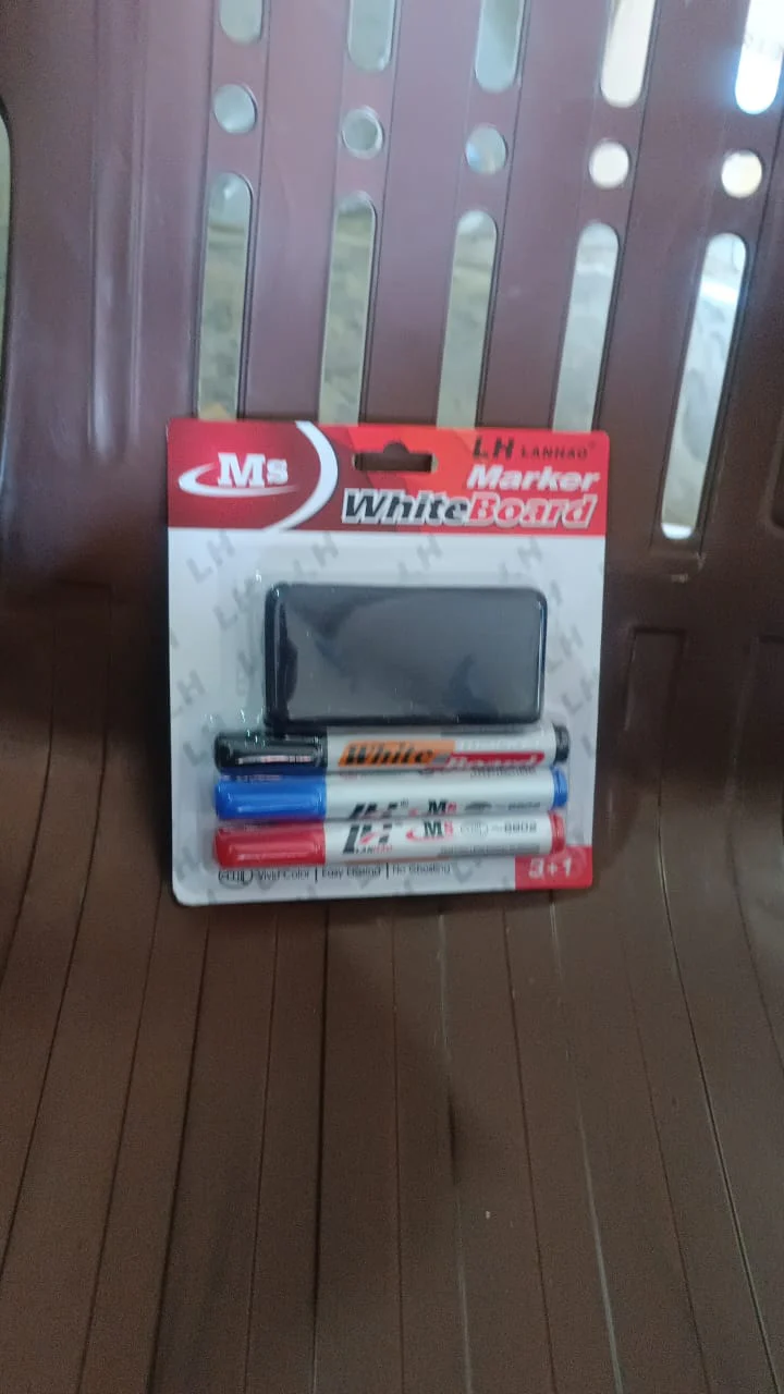 Whiteboard Marker Set (Blue, Black, Red) with Board Duster - Pack of 4 - Image 8