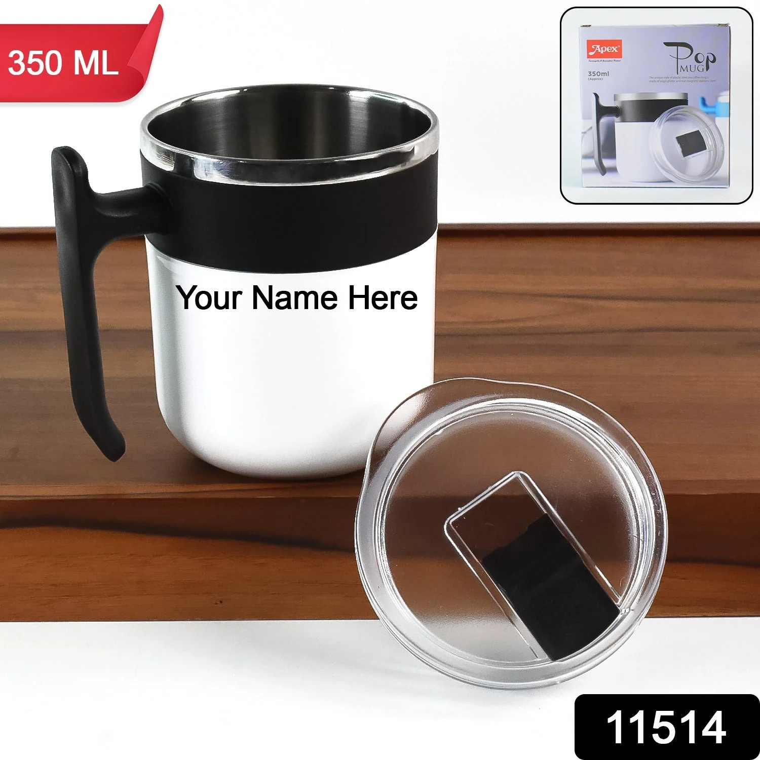 Customize Apex Stainless Steel Pop Inner Mug – 350 ml Approx Capacity (1 Pc) - Image 2